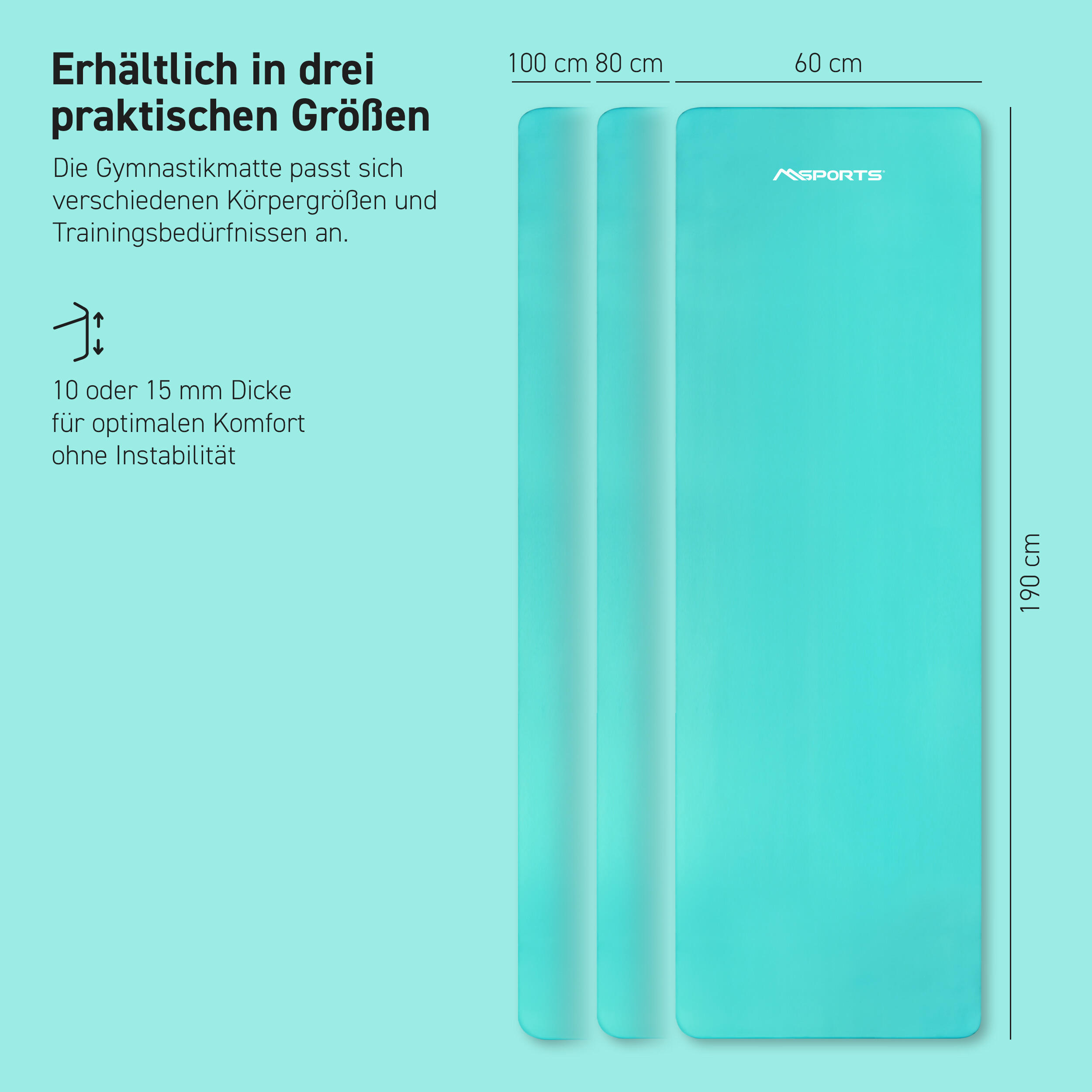 Gymnastikmatte Premium inkl. Gurt + Poster + Workout App / Hautfreundlich 5/8
