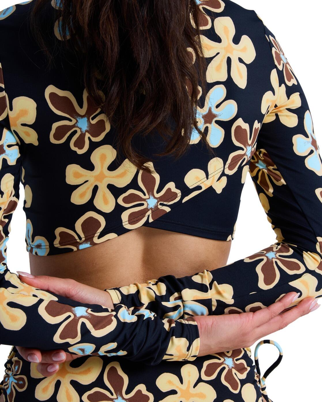 Lycra manches longues cropped THE BEACH BABE Noir Femme 3/4