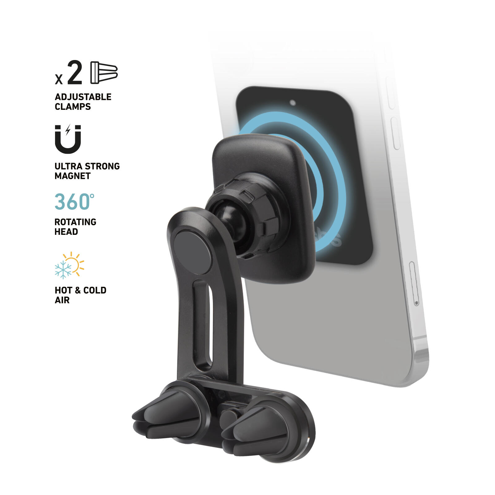 Supporto Magnetico Universale Per Telefono In Auto – Regolabile 360° – Magneti N52 Fino A 2kg – Compatibile Con Smartphone E Tablet – Facile Attacco Su Schermo