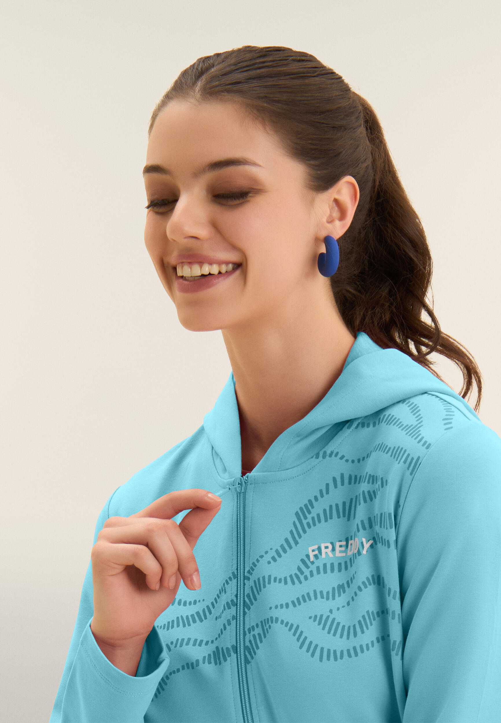 Felpa Cappuccio in French Terry con Zip e Motivo Grafico 4/4