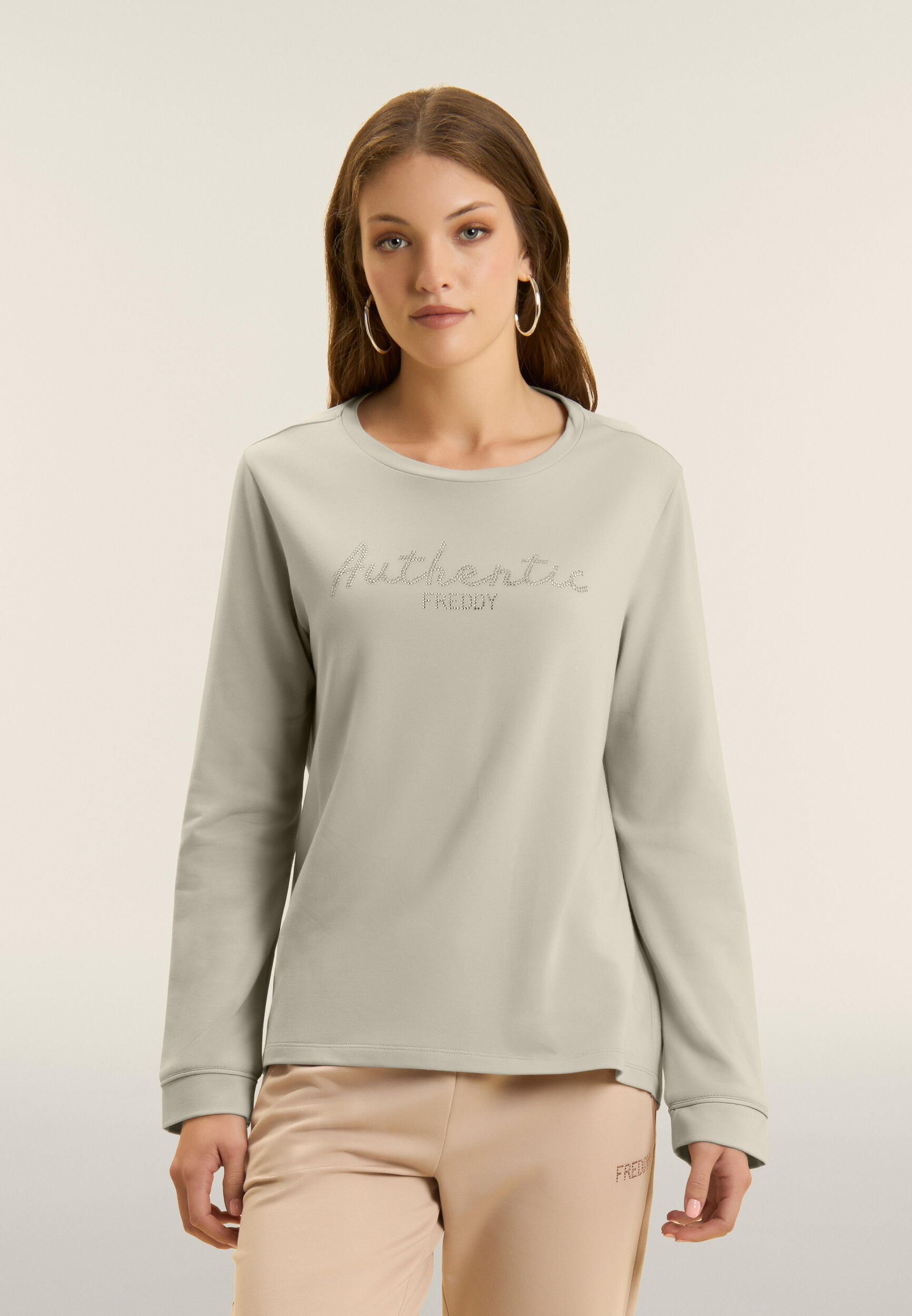 Felpa comfort fit con strass "Authentic" 2/4