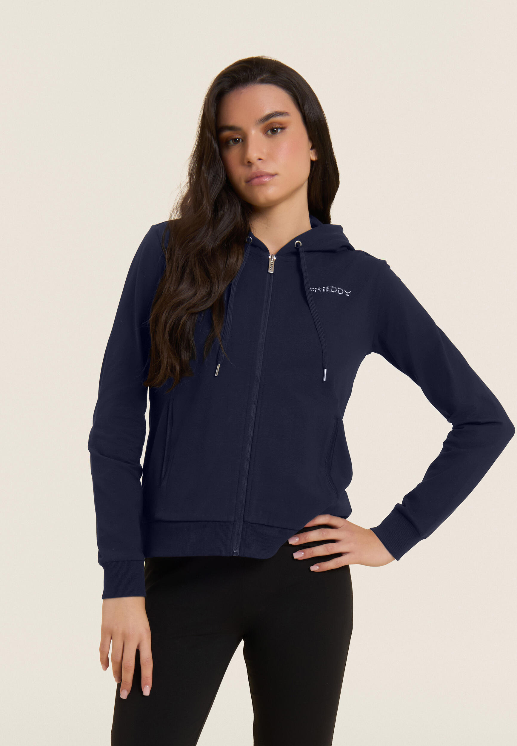 Sweatshirt met capuchon, ritssluiting en FREDDY-logo 2/4