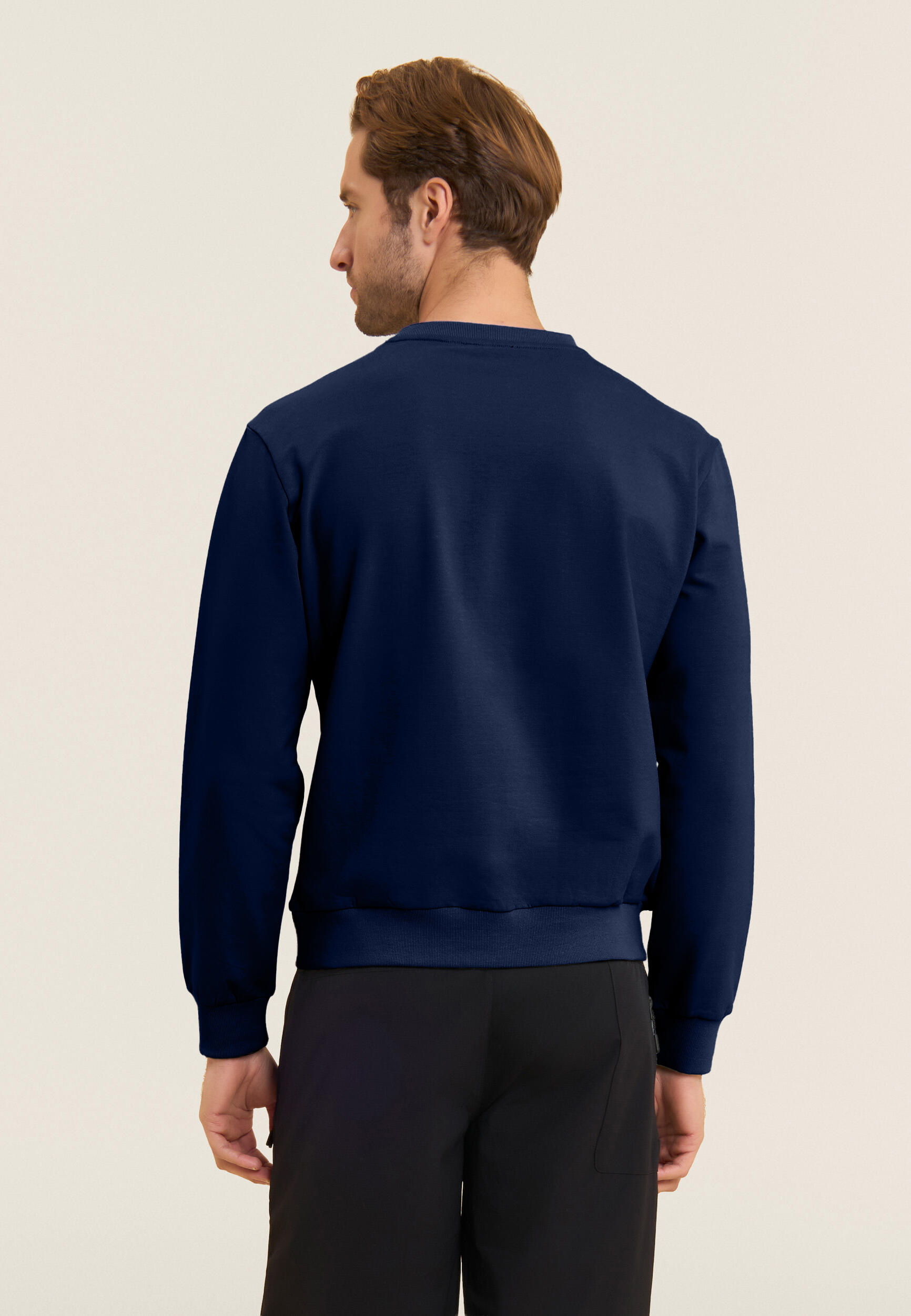 Felpa girocollo in baby french terry con taschino zip 3/4