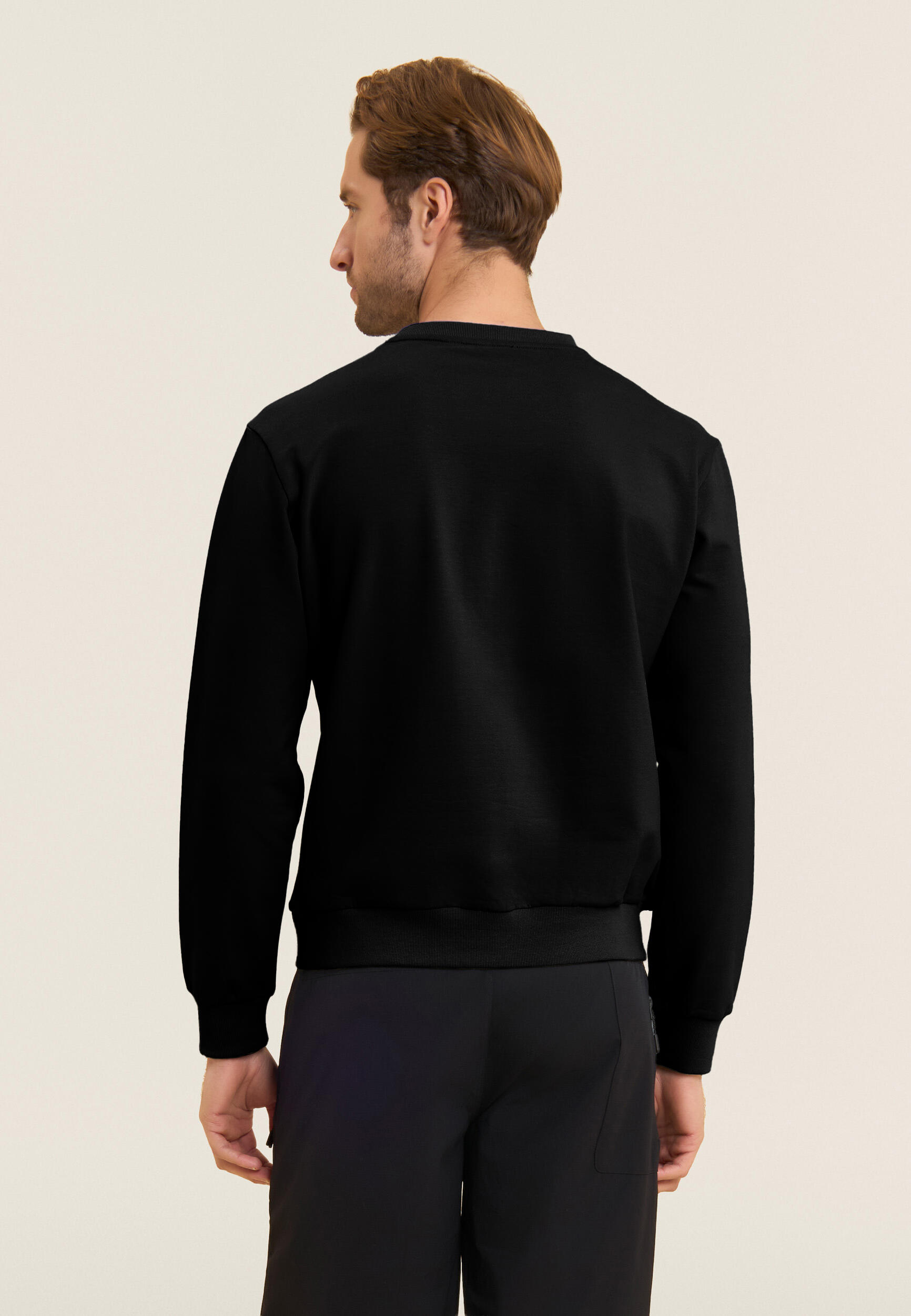 Felpa girocollo in baby french terry con taschino zip 3/4
