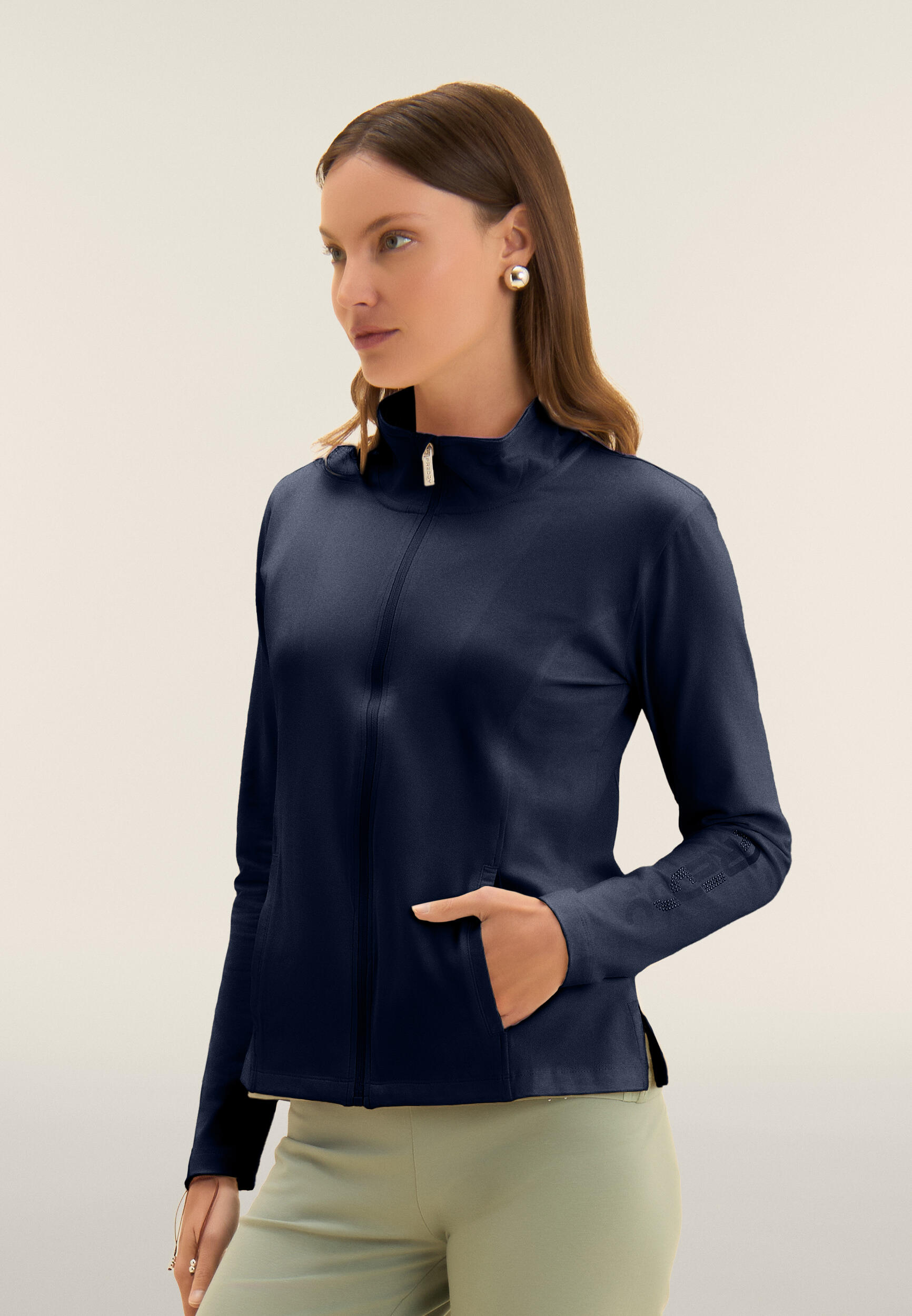 Sweatshirt met ritssluiting en hoge kraag, FREDDY-logo op de mouw 2/4