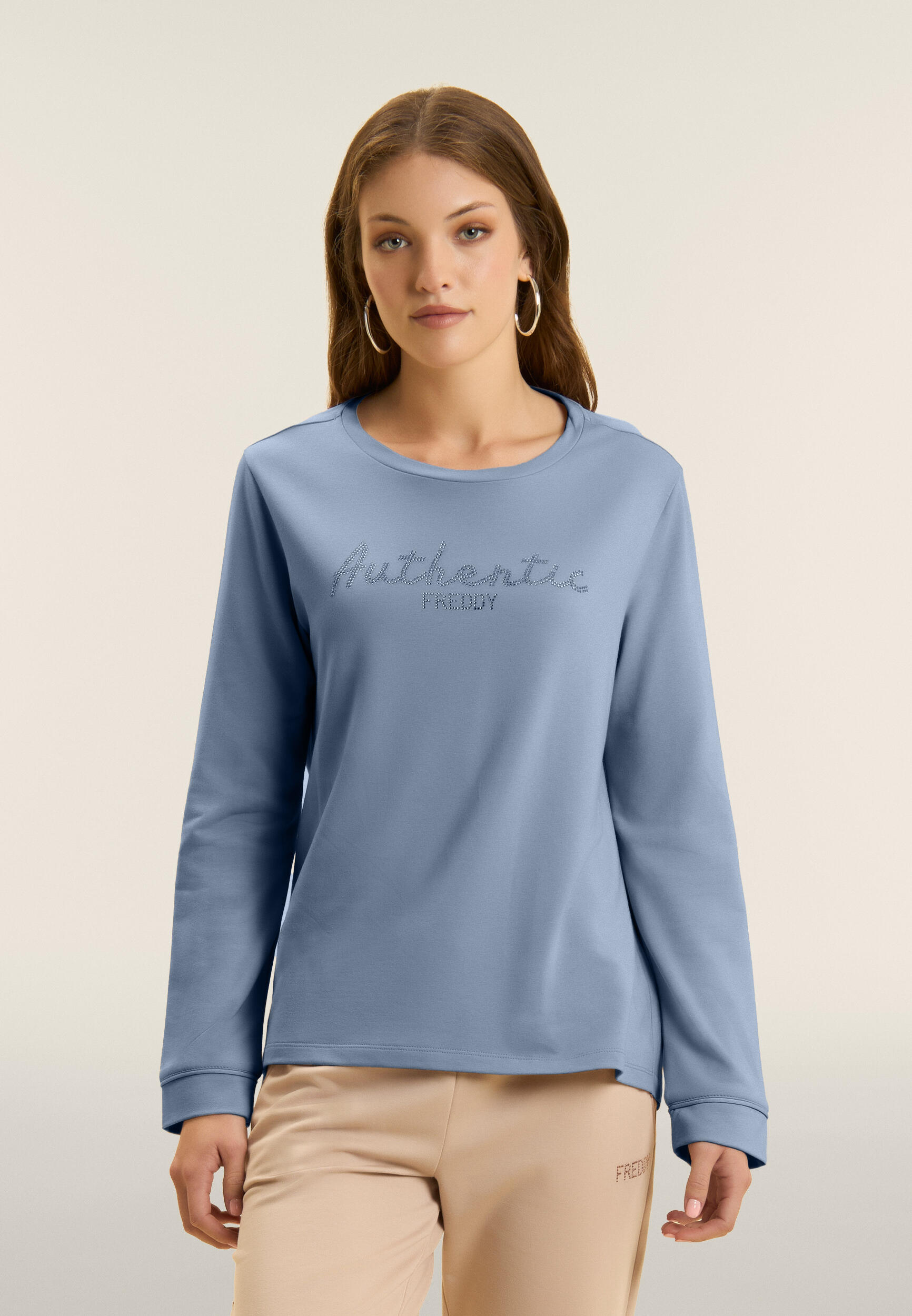 Felpa comfort fit con strass "Authentic" 2/4