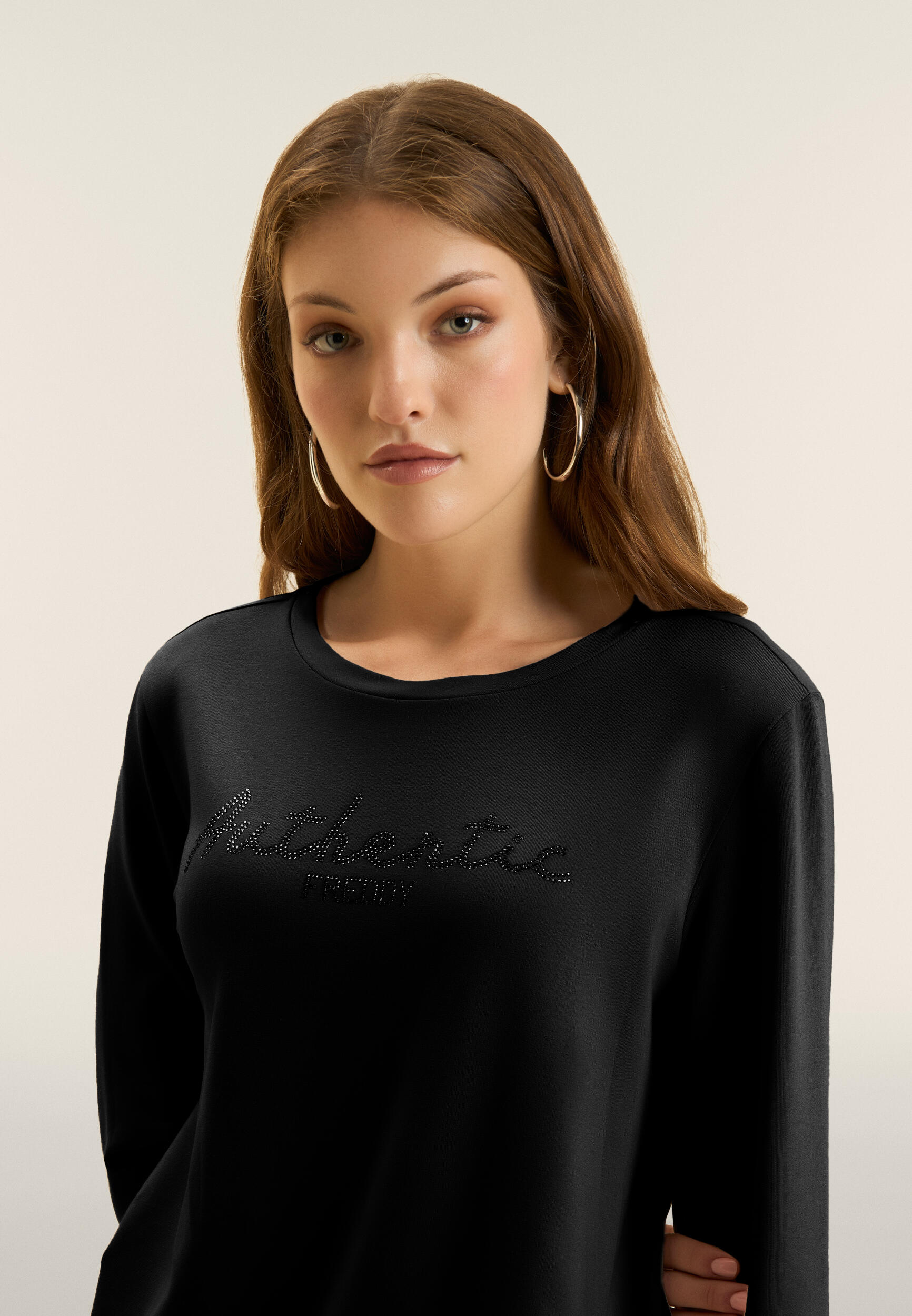 Felpa comfort fit con strass "Authentic" 4/4