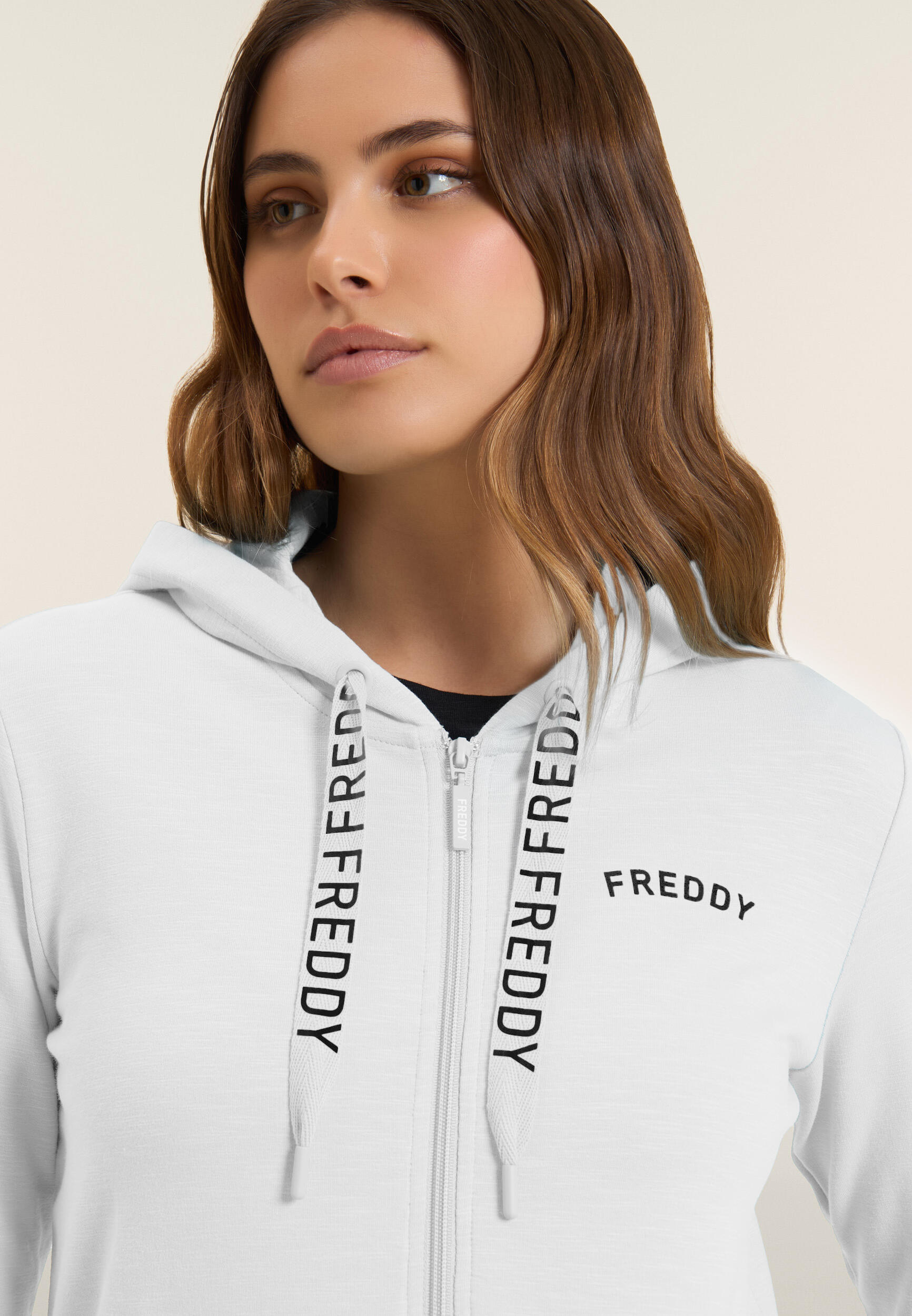 Felpa Cappuccio e Zip in Tessuto Fiammato e Coulisse FREDDY 4/5