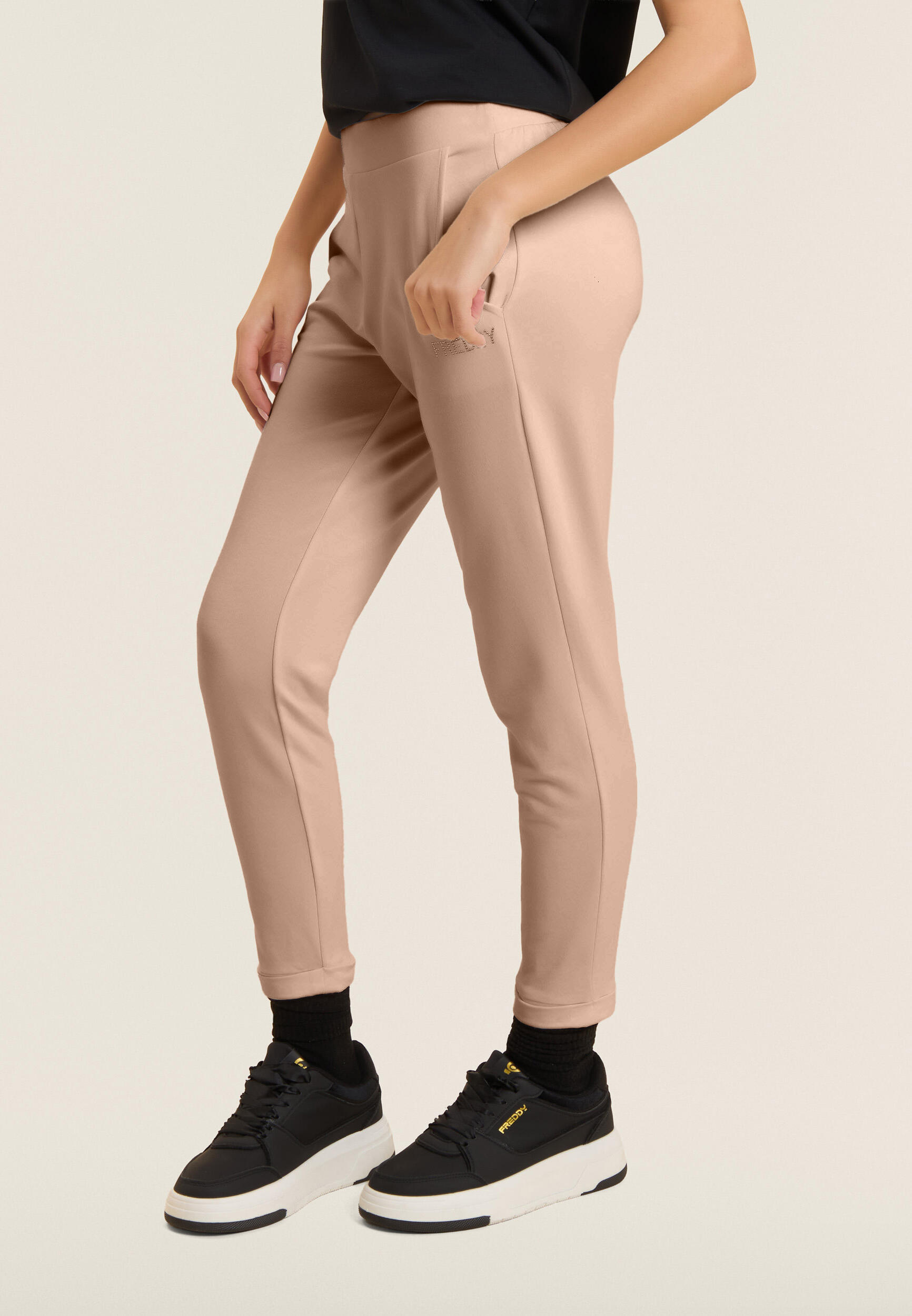 Pantaloni Sportivi Cropped con risvolto e strass FREDDY 2/5