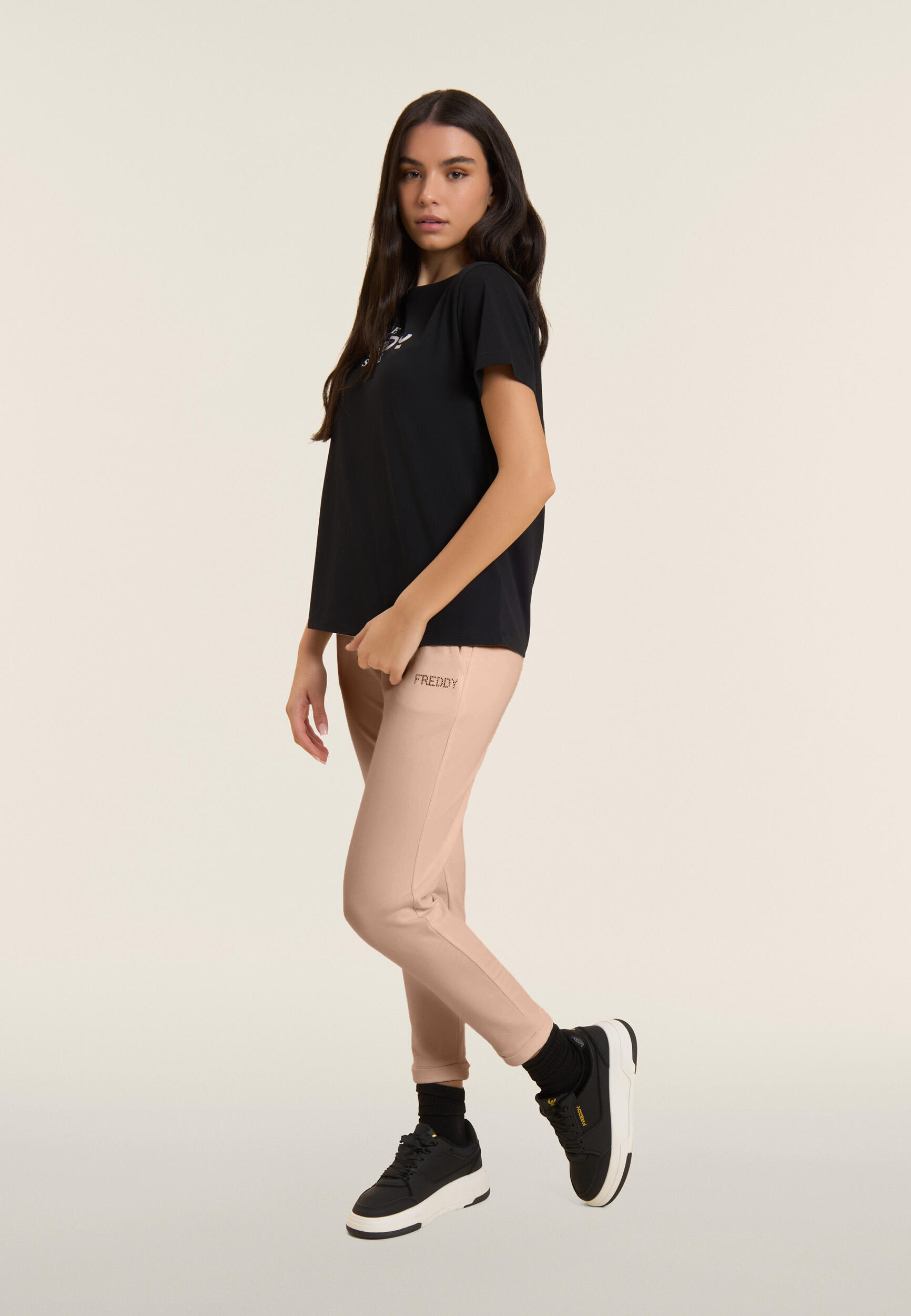 Pantaloni Sportivi Cropped con risvolto e strass FREDDY 5/5