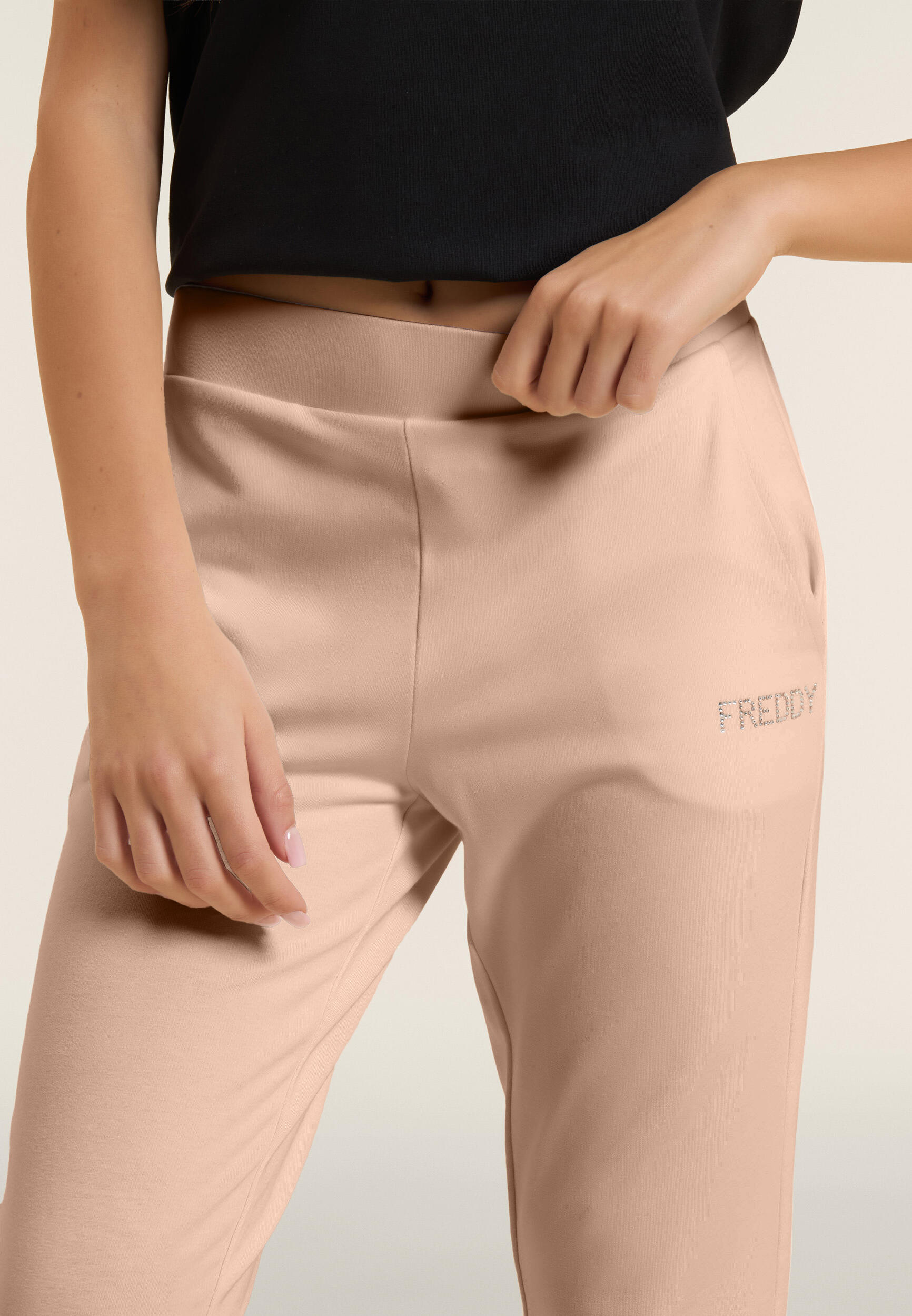 Pantaloni Sportivi Cropped con risvolto e strass FREDDY 4/5
