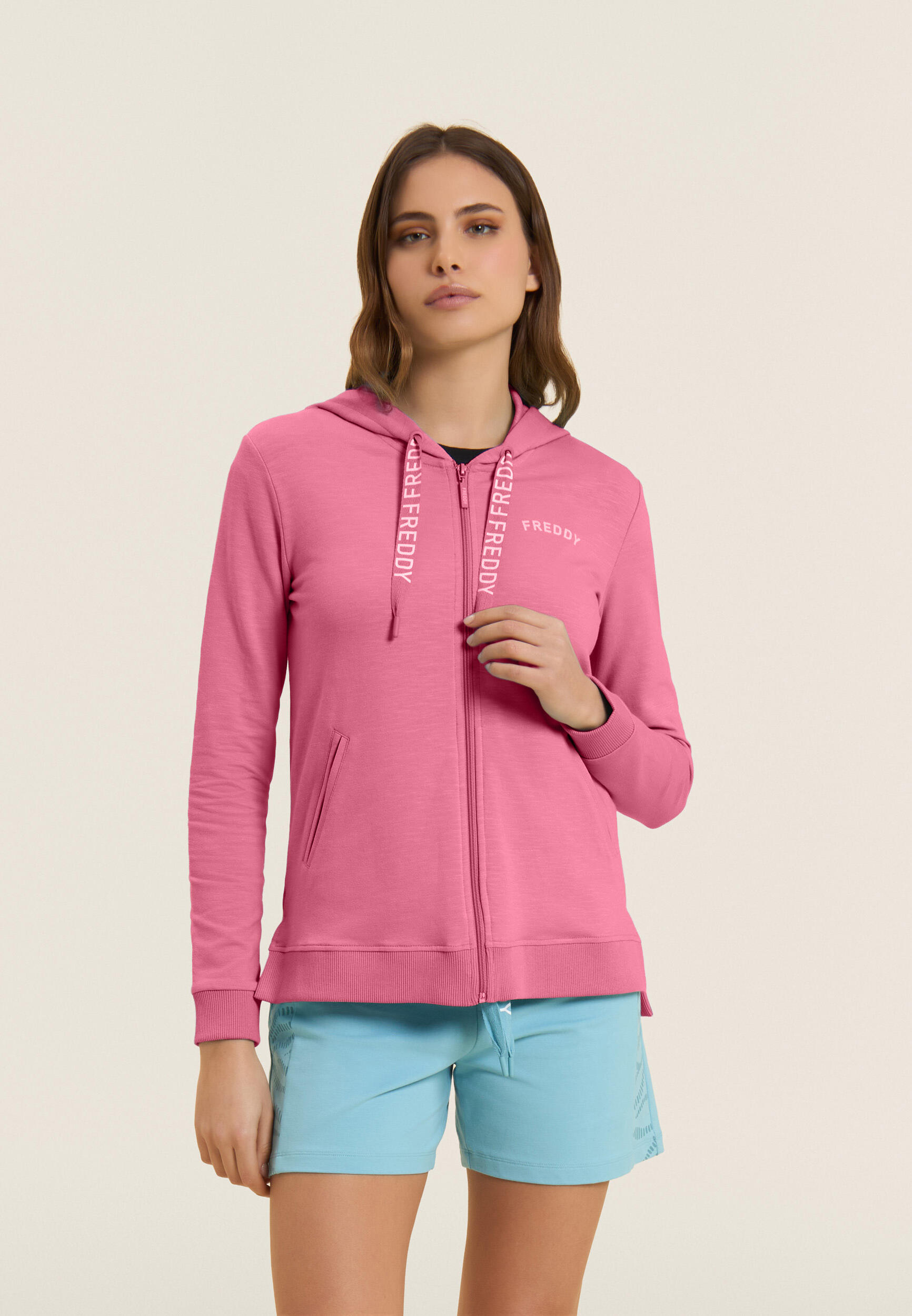 Felpa Cappuccio e Zip in Tessuto Fiammato e Coulisse FREDDY 2/5