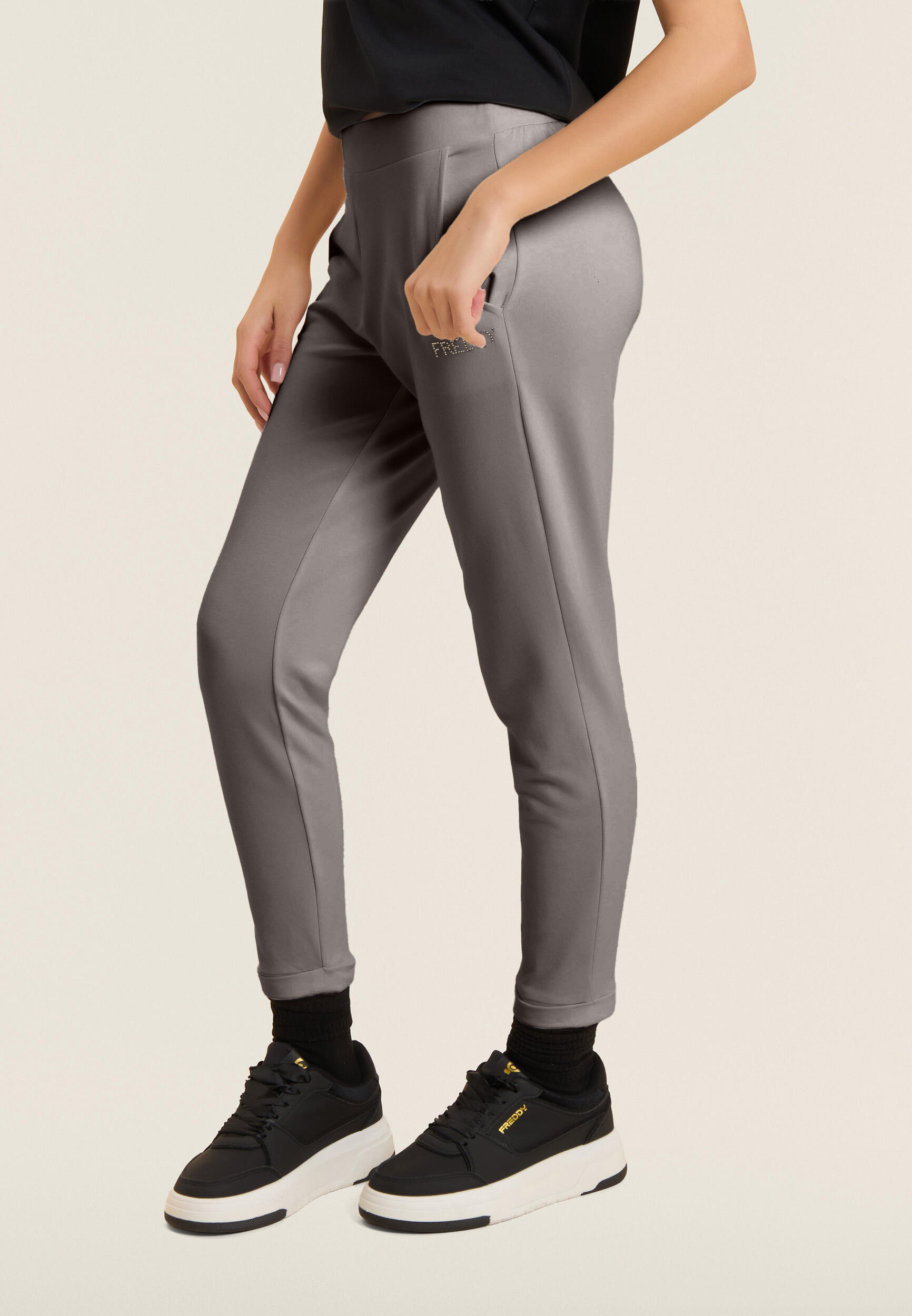 Pantaloni Sportivi Cropped con risvolto e strass FREDDY 2/5