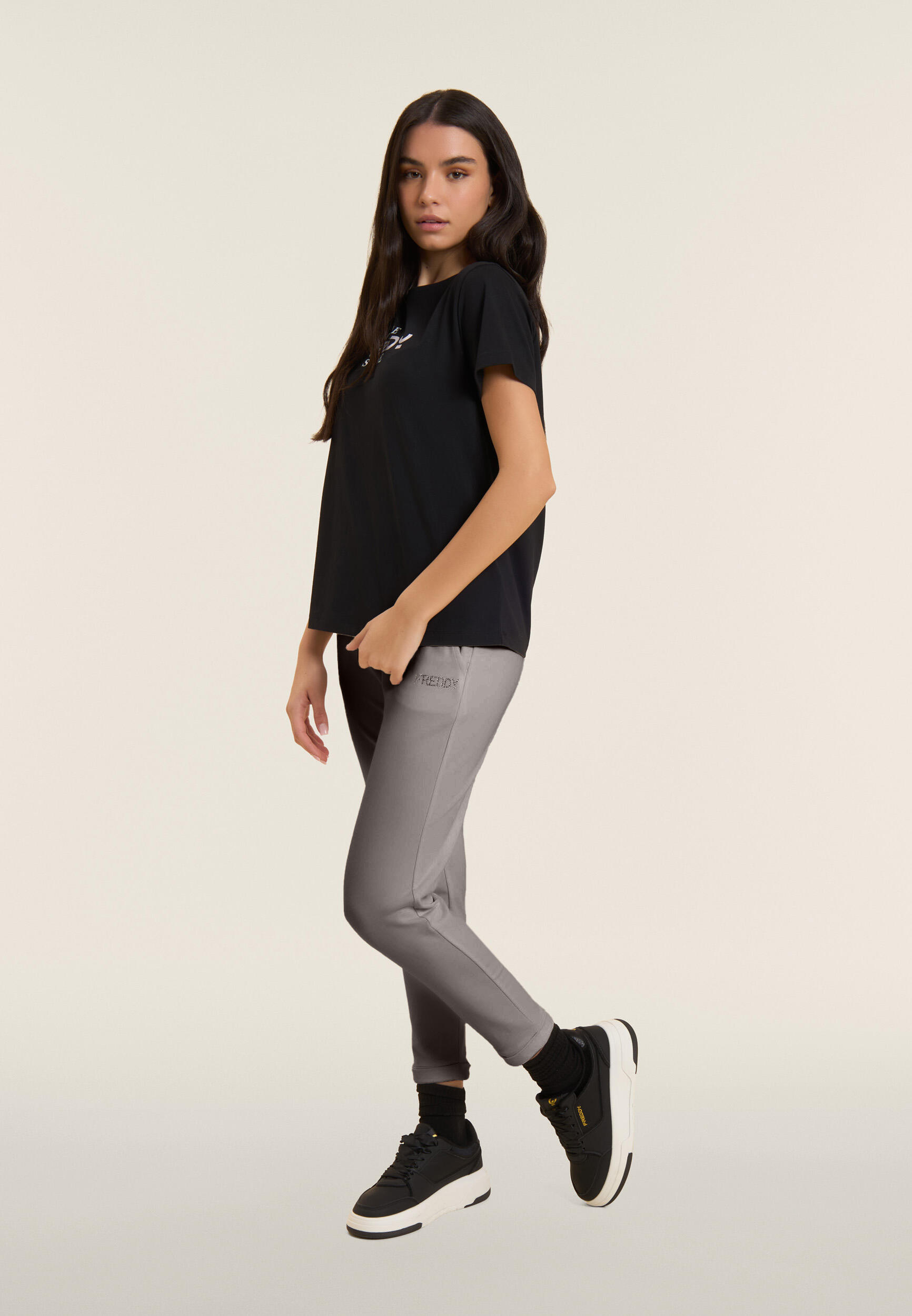 Pantaloni Sportivi Cropped con risvolto e strass FREDDY 5/5
