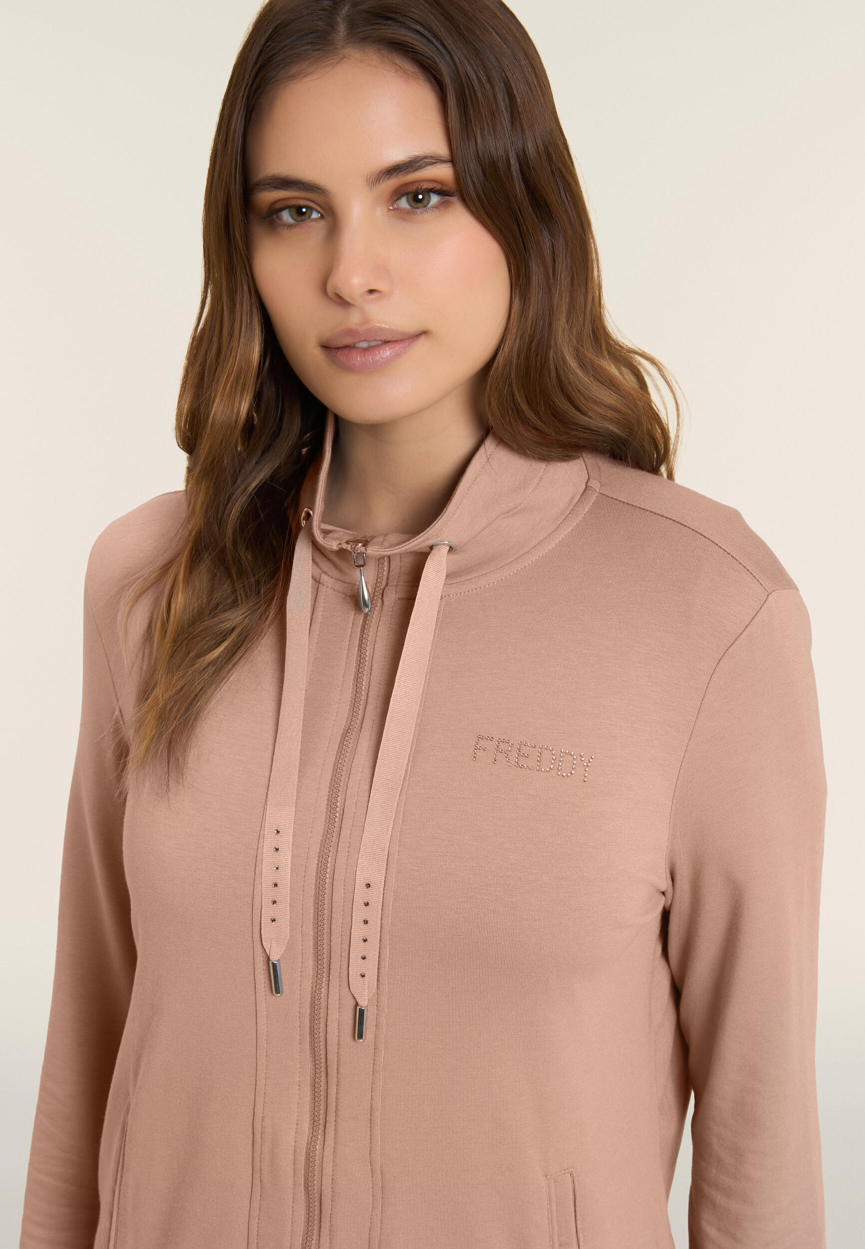 Felpa Zip e Collo Alto con logo FREDDY in strass 4/5