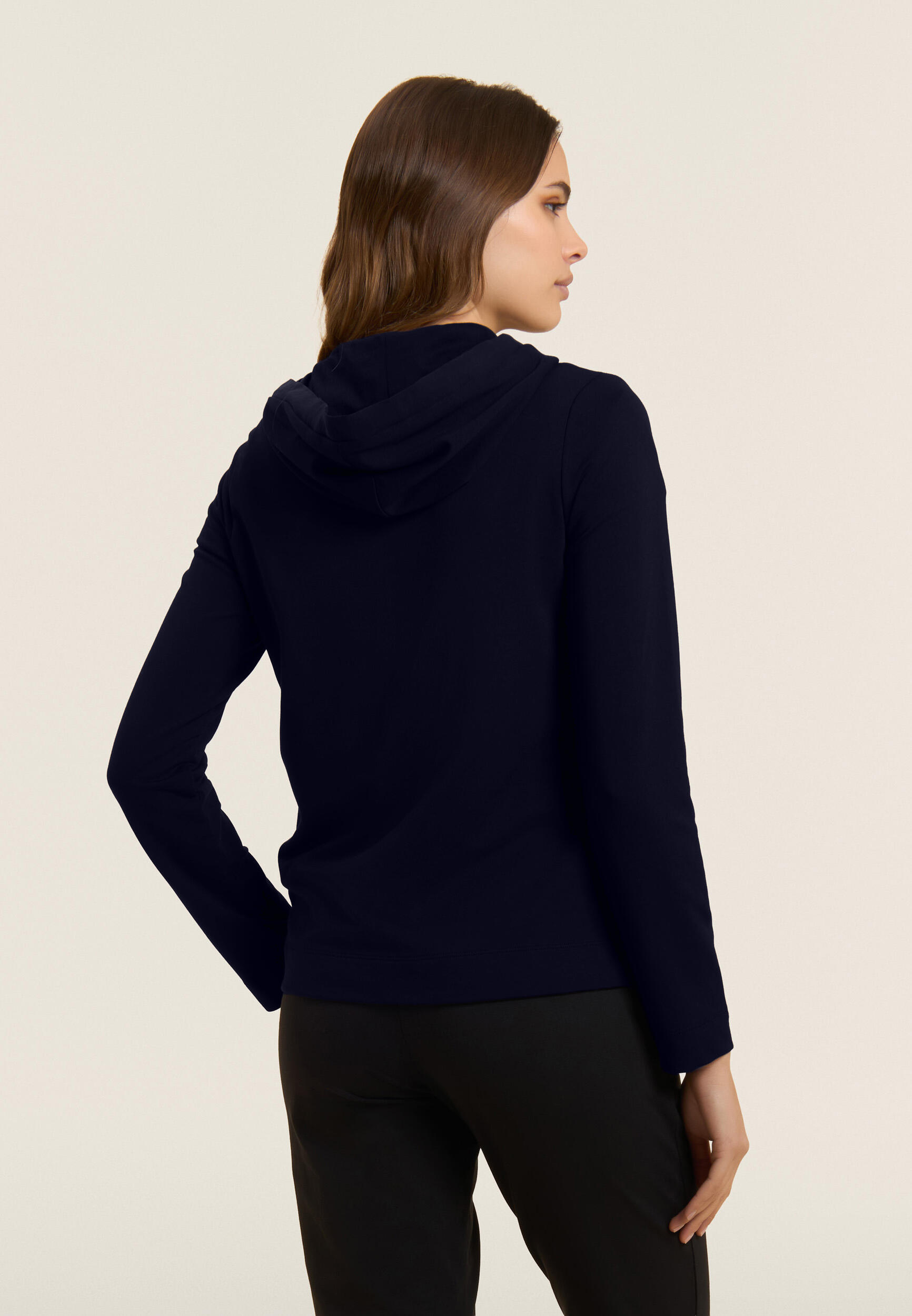 Felpa Cappuccio Zip con strass e inserto effetto seta 3/5