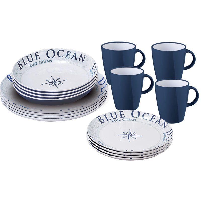 Brunner Set stoviglie 16 pezzi Lunch Box Blue Ocean in melamina 3/4