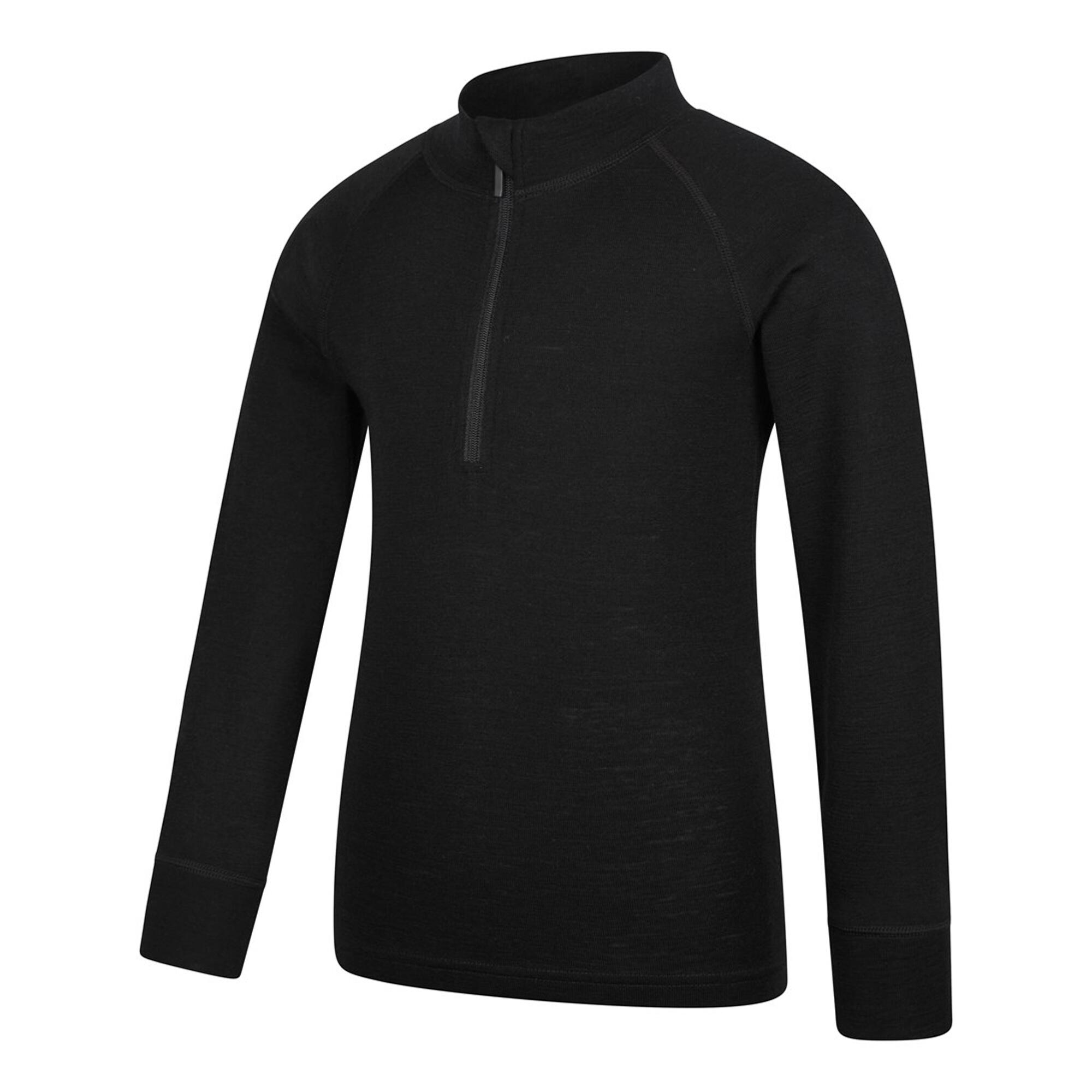 Maglietta Di Base Mezza Cerniera Bambini Mountain Warehouse Nero 3/4