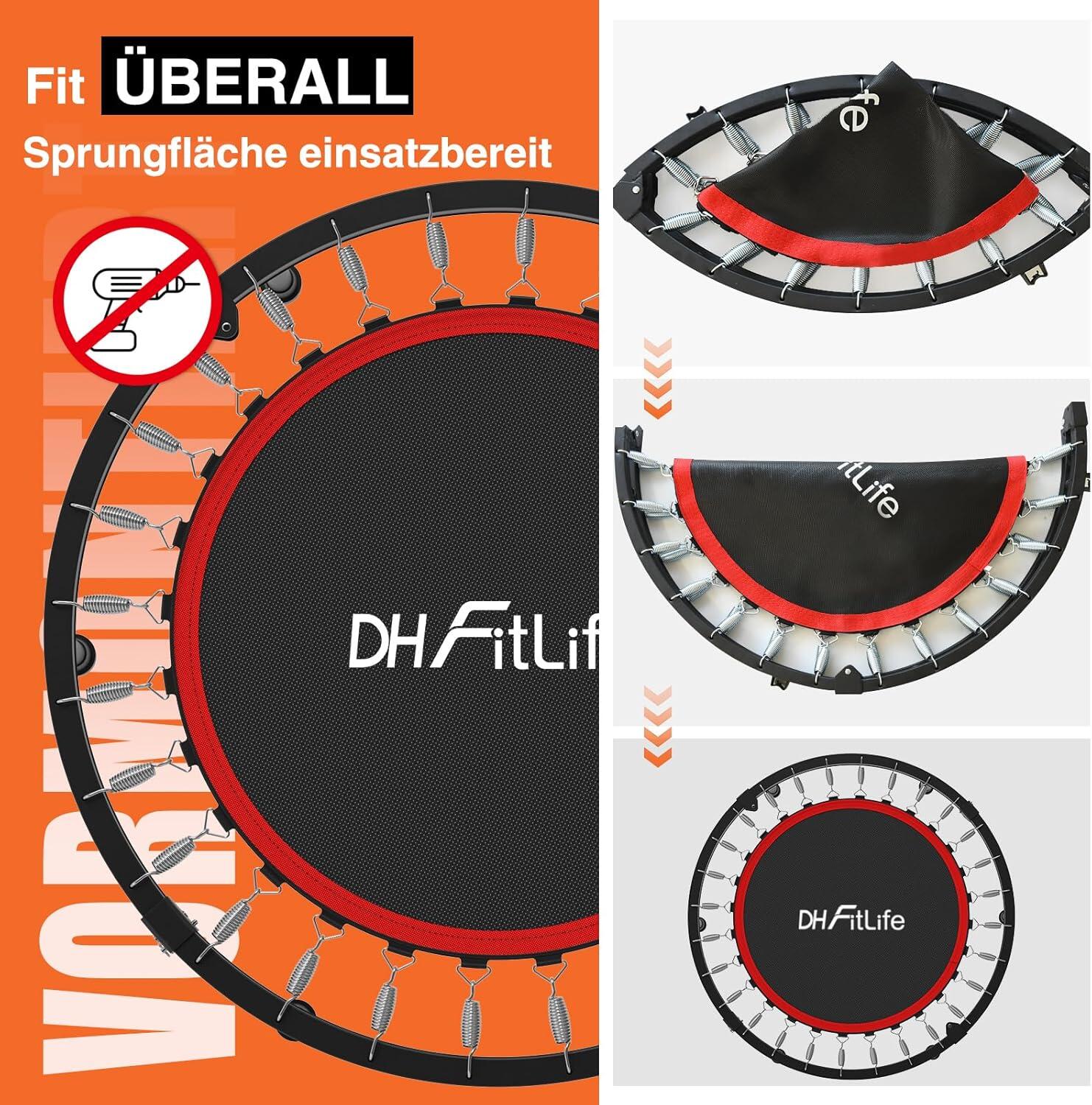 DH FitLife Indoor-Fitness-Trampolin Ø102 cm faltbar 2/7