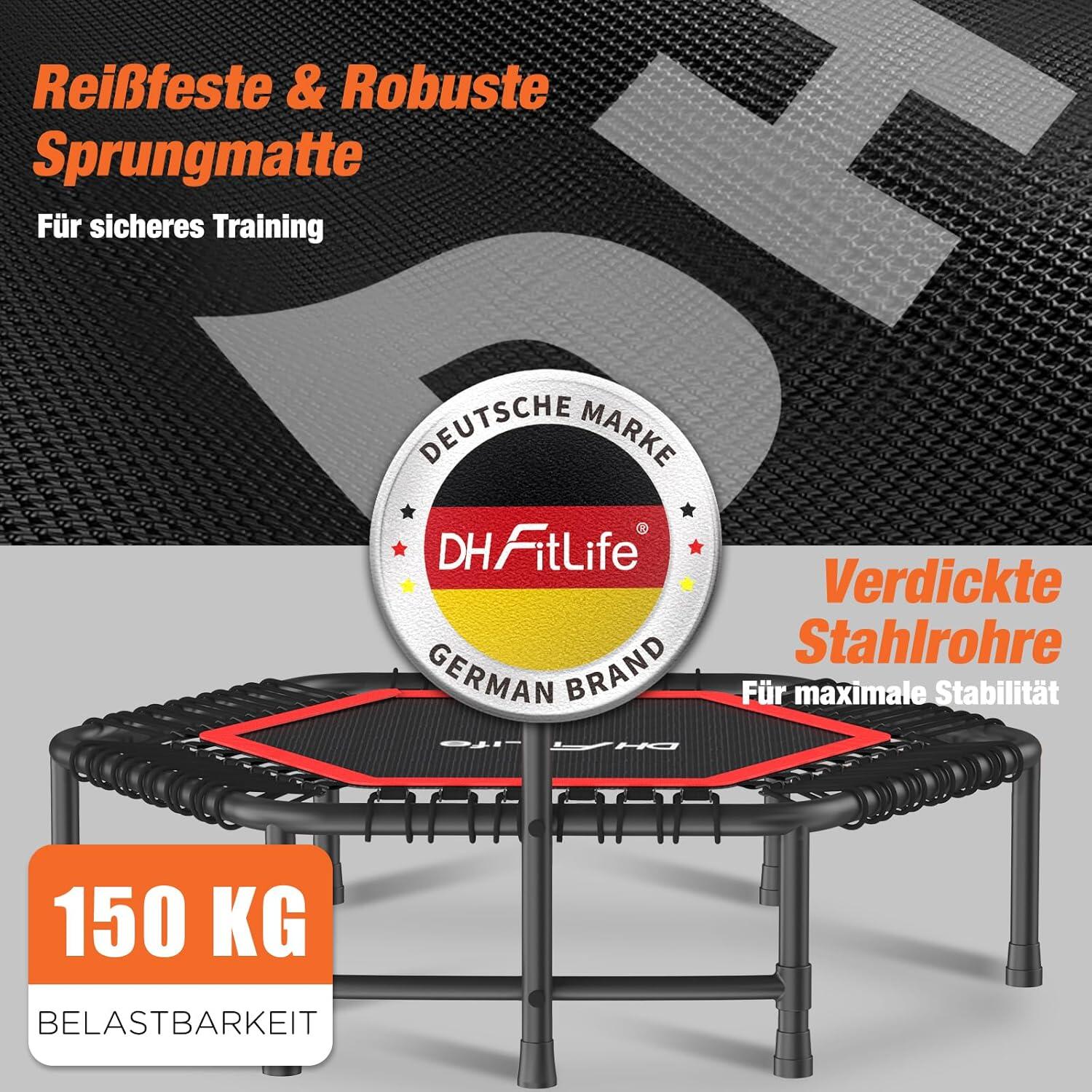 DH FitLife Indoor-Fitness-Trampolin 114 cm Studioqualität 5/7