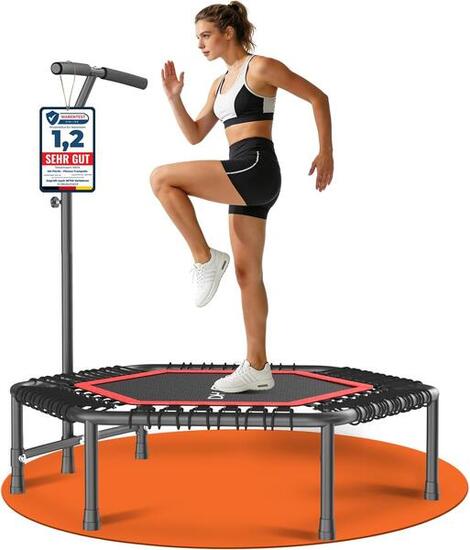 Fitness Trampolin Indoor Ø114 cm, stabil 150 kg mit Handgriff