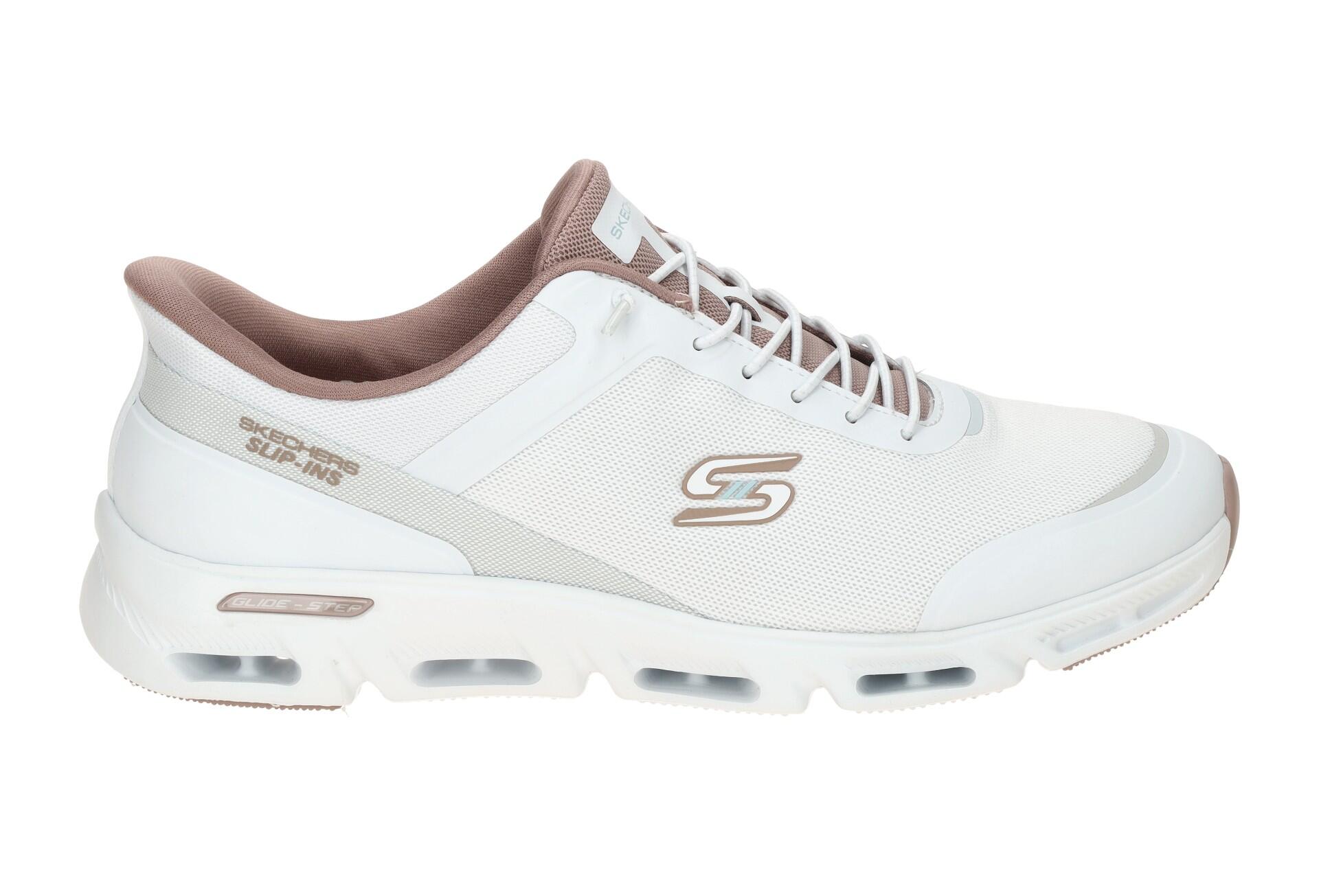 Skechers Glide Step Schuhe weiß altrosa Damen SLIP INS 104616 2/7
