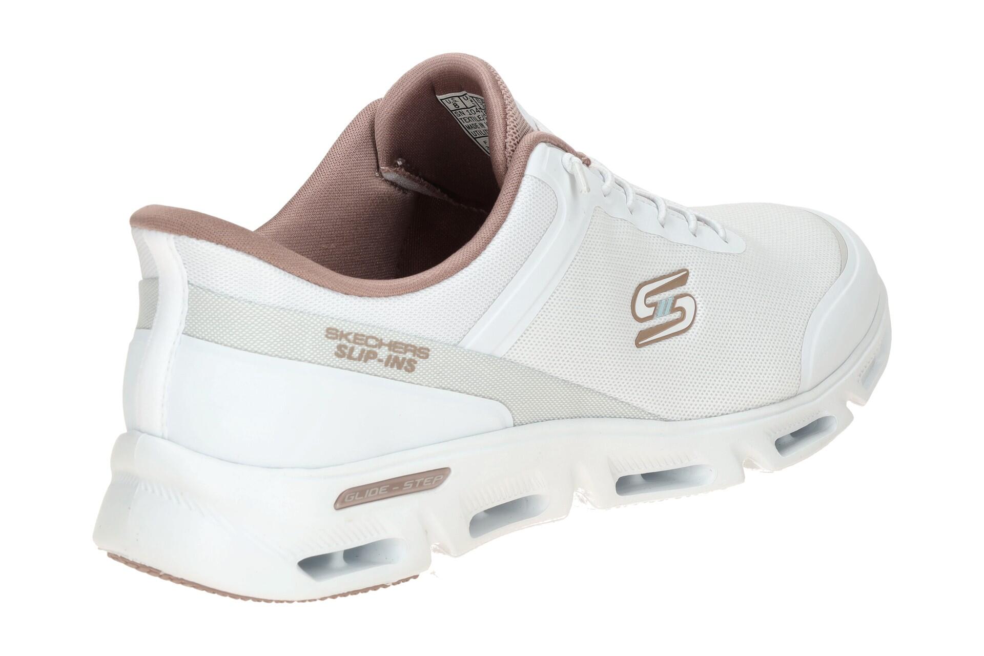 Skechers Glide Step Schuhe weiß altrosa Damen SLIP INS 104616 4/7