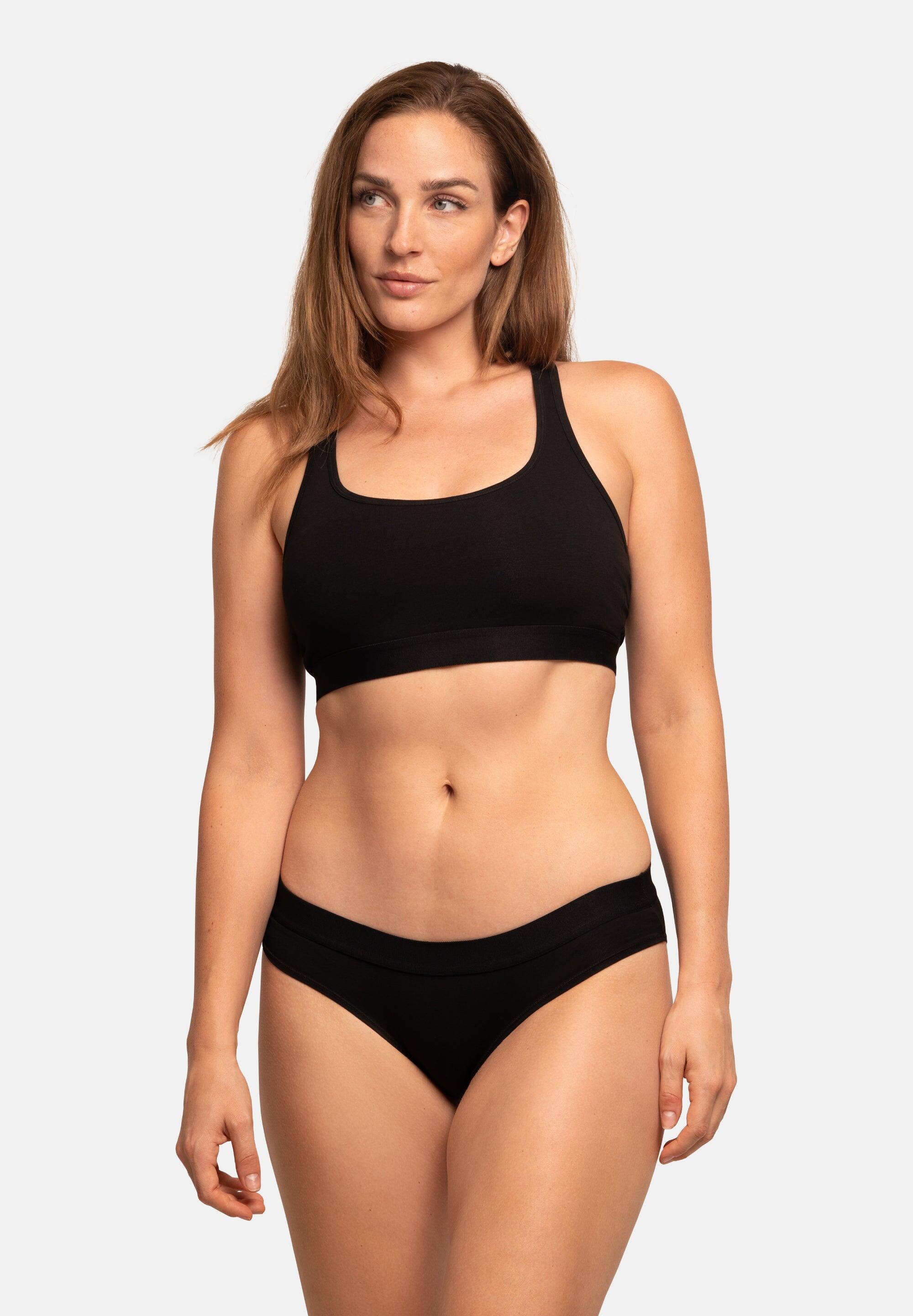 Sujetador Bralette de Algodón para Mujer, Sin Aros, Espalda Racer, 3 Pares 3/4