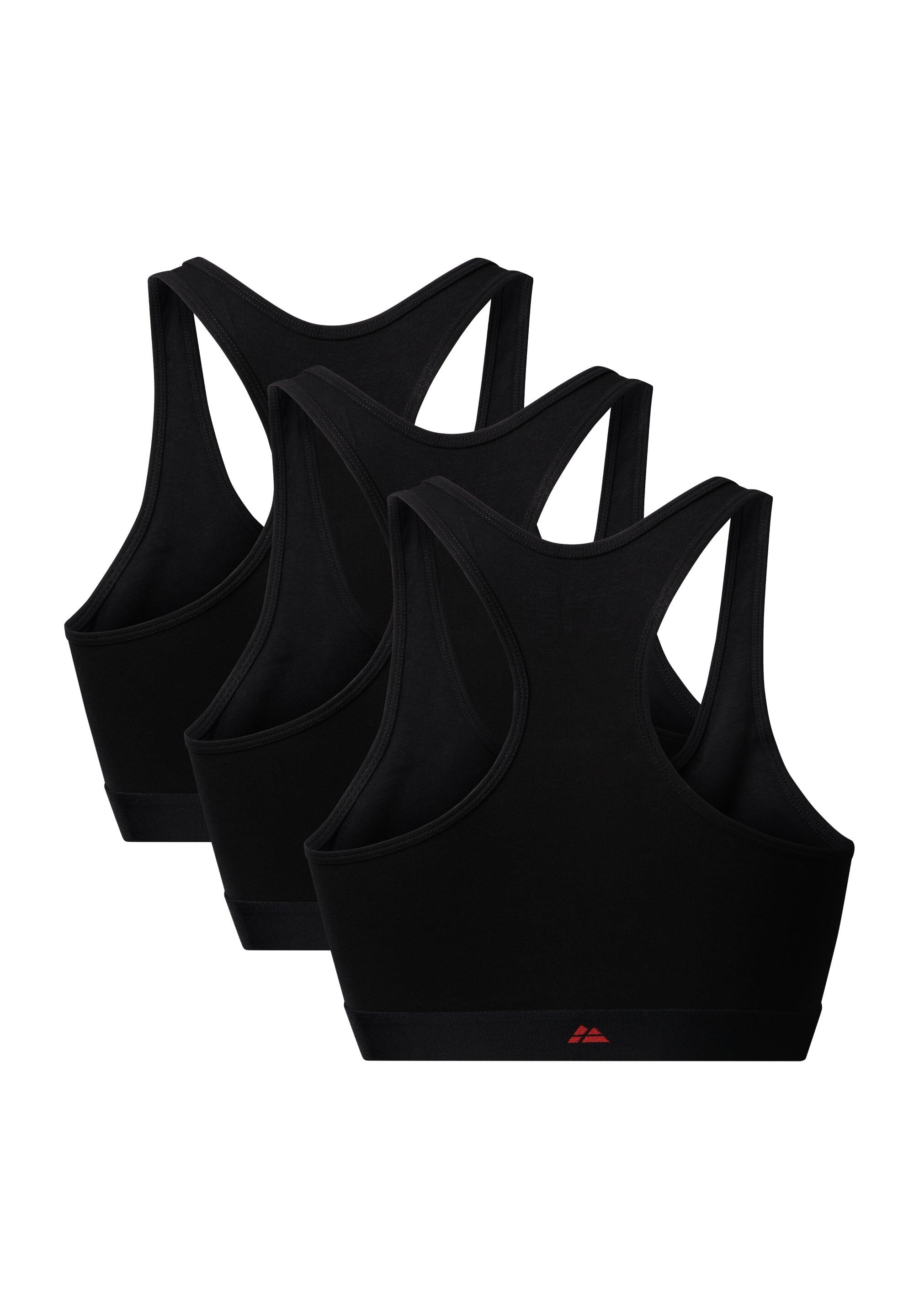 Sujetador Bralette de Algodón para Mujer, Sin Aros, Espalda Racer, 3 Pares 2/4