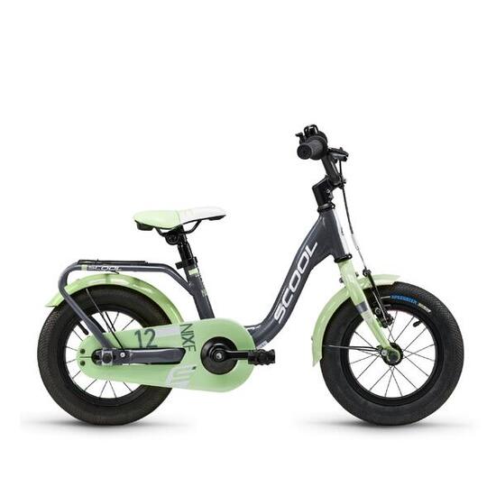 niXe, 12 Zoll Kinderfahrrad, 1-Gang, Dunkelgrau/Hellgrün, 85–100 cm, ab 2 Jahre