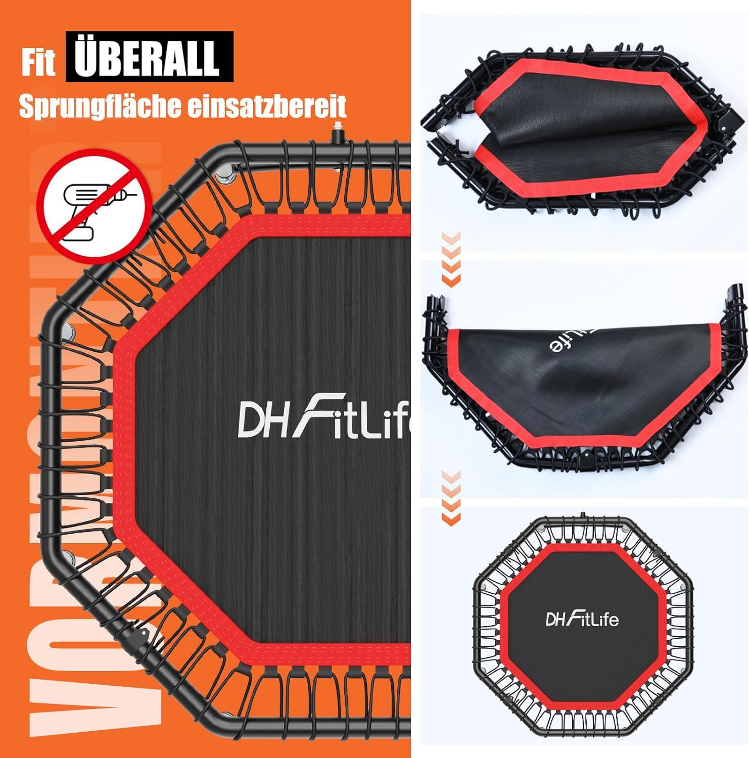 DH FitLife Indoor-Fitness-Trampolin Ø121 cm faltbar 2/7