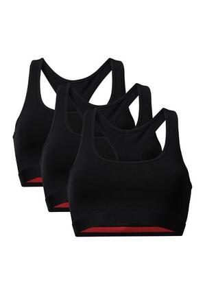 Bralette Femme en Coton, Sans Armatures, Dos Nageur, 3 Pièces