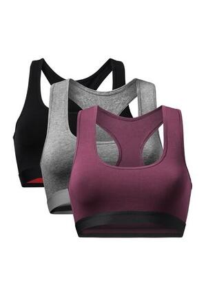 Bralette Femme en Coton, Sans Armatures, Dos Nageur, 3 Pièces