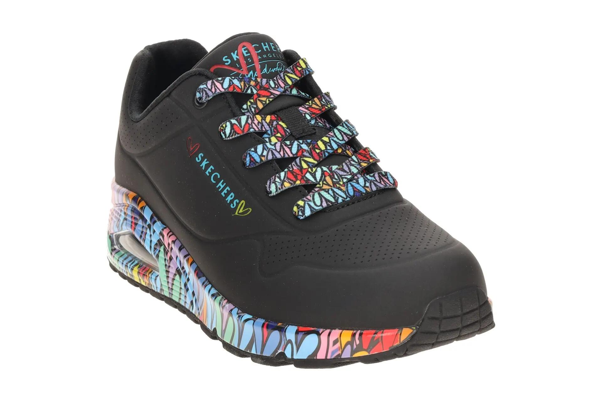 Skechers Uno Schuhe schwarz Lovewall bunt 177918 3/7