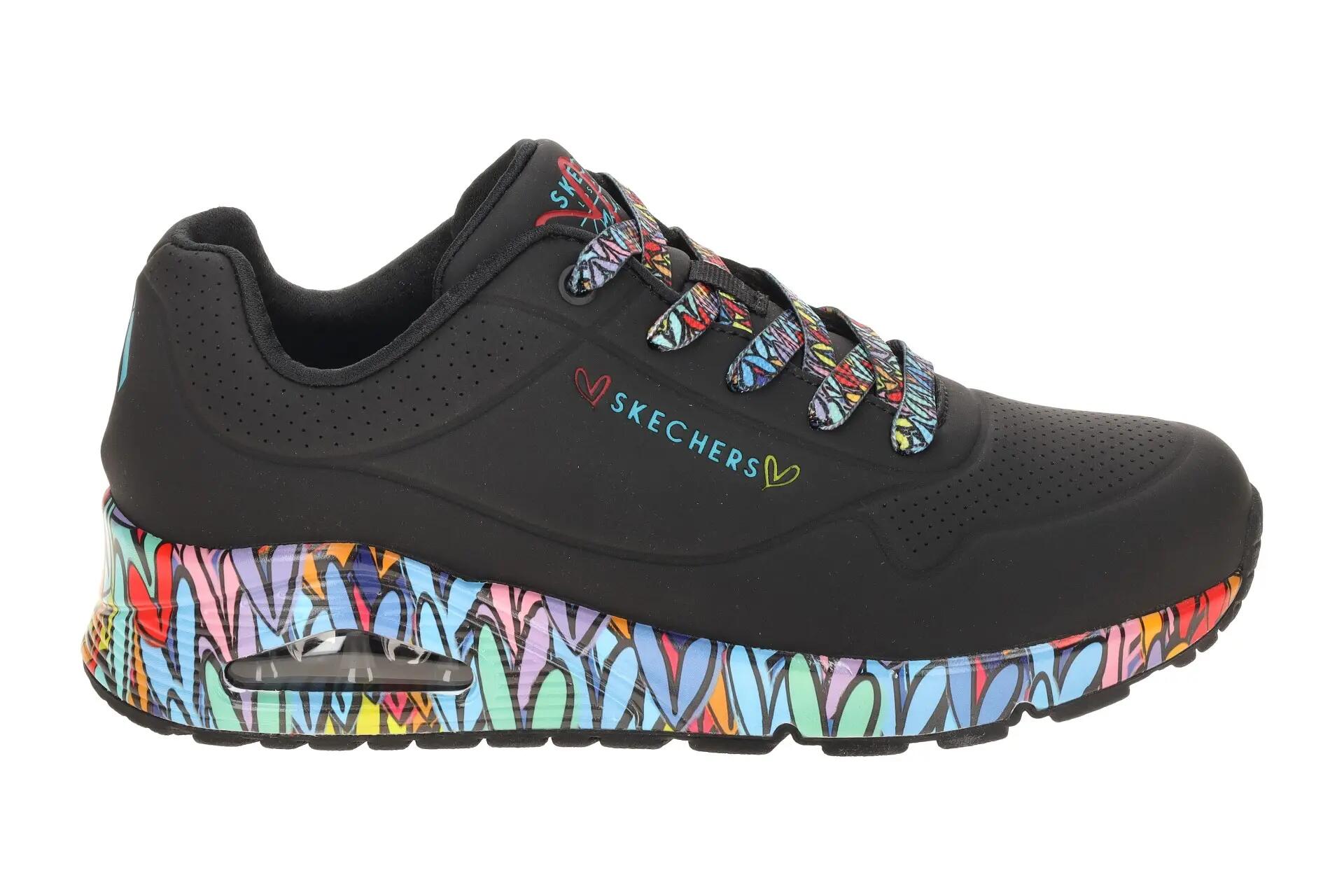 Skechers Uno Schuhe schwarz Lovewall bunt 177918 2/7