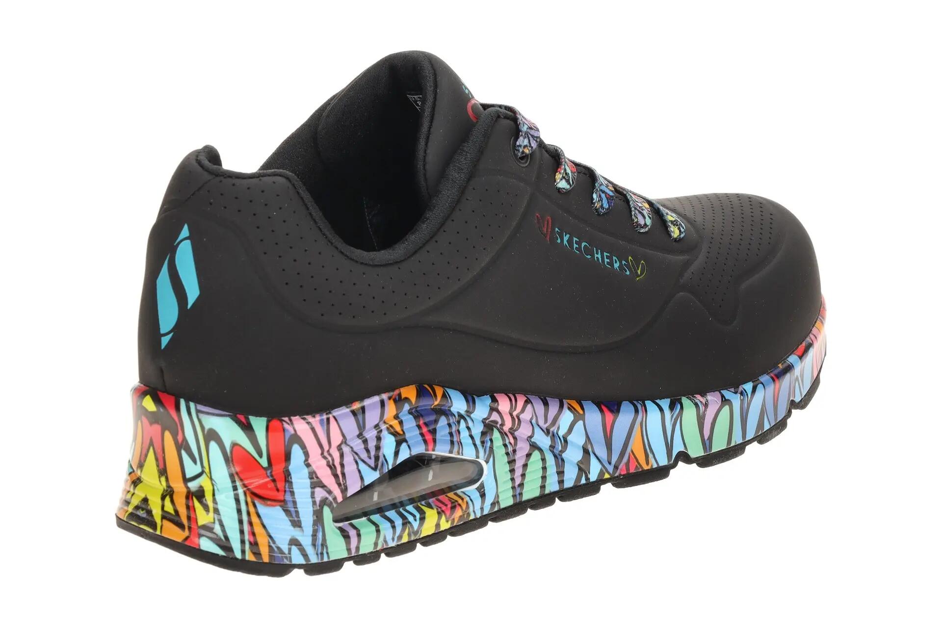 Skechers Uno Schuhe schwarz Lovewall bunt 177918 4/7