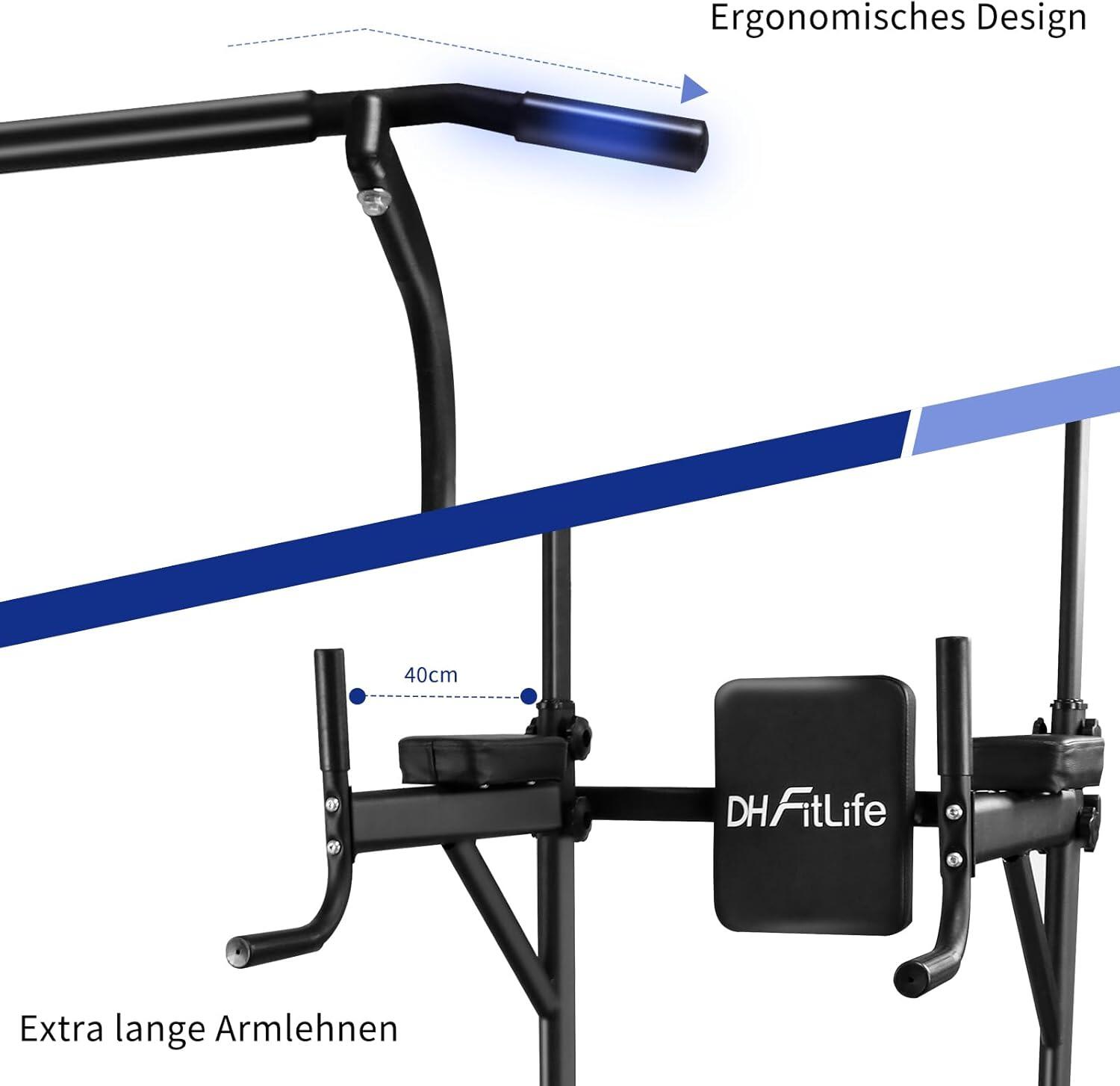 DH FitLife Power Tower Dip-Station mit Klimmzugstange und Dip-Barren 3/7