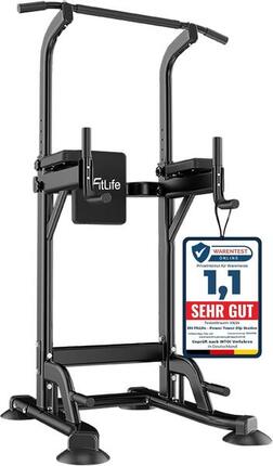 DH FitLife Power Tower Dip-Station mit Klimmzugstange und Dip-Barren