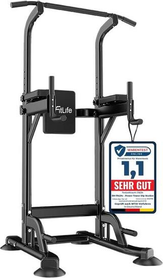 DH FitLife Power Tower Dip-Station mit Klimmzugstange und Dip-Barren