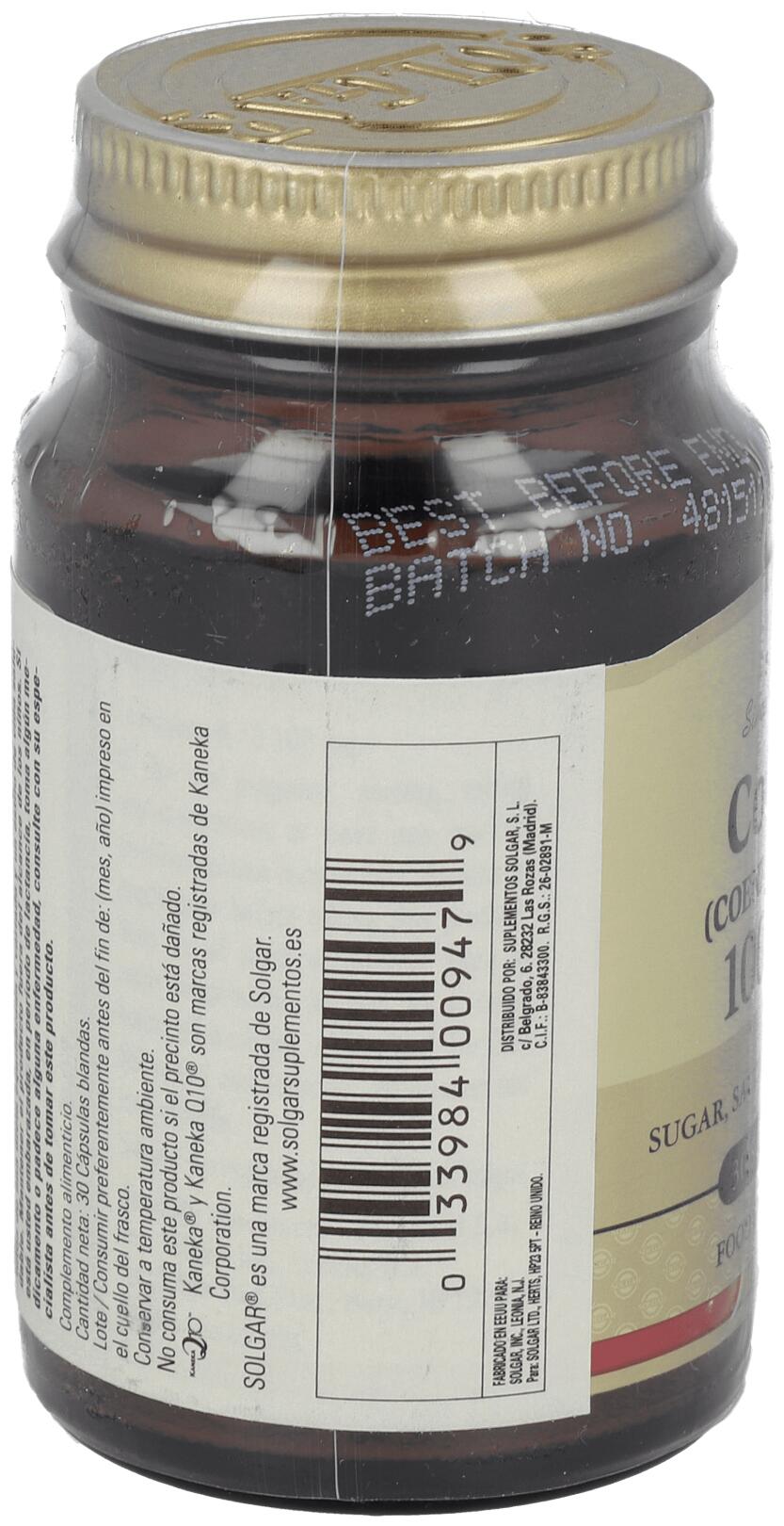 Coenzima Q10 100 mg 30 Cápsulas de Gelatina Blanda 3/3