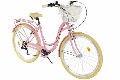 Damesfiets davi ella 28", 7 versnellingen, 160-185 cm, roze/crème