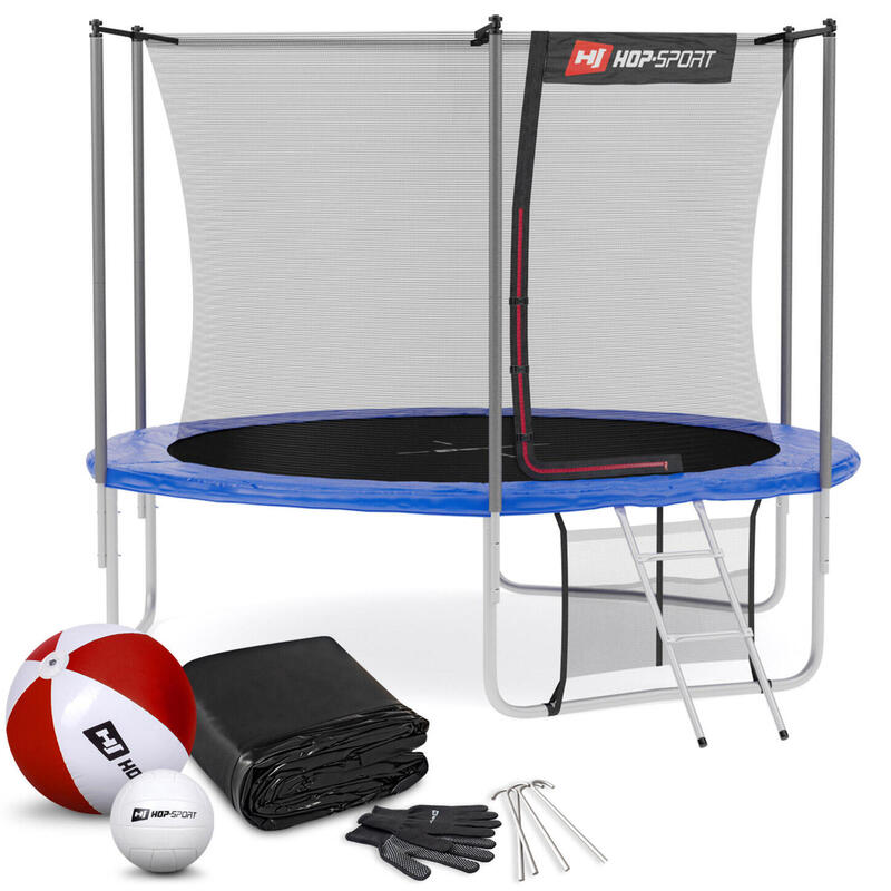 Trampolina Hop-Sport 10ft (305cm) z siatką wewnętrzną - 3 nogi