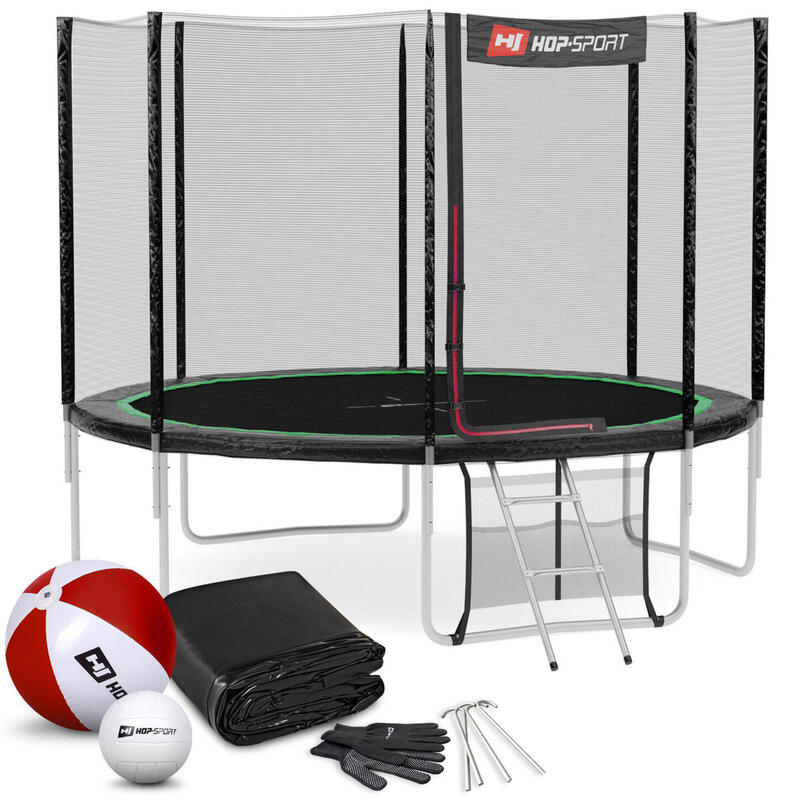 Trampolina Hop-Sport 10ft (305cm) z siatką zewnętrzną - 4 nogi