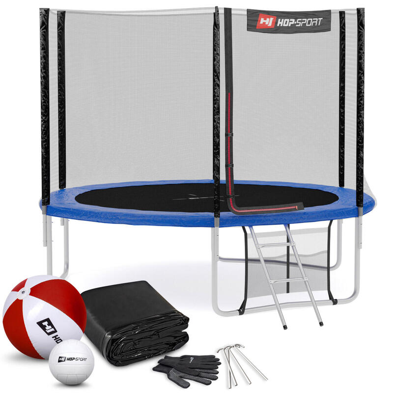 Trampolina Hop-Sport 10ft (305cm)  z siatką zewnętrzną - 3 nogi