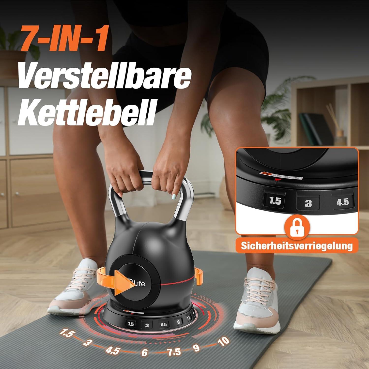 DH FitLife 7-in-1 Kettlebell-Set (1,5–10 kg) | Kettlebell mit 7 Gewichtsstufen 2/7