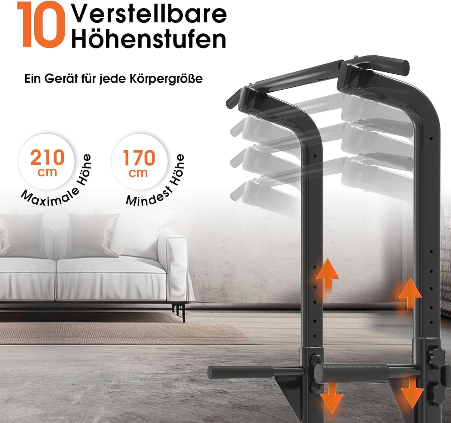 DH FitLife Power Tower Dip-Station | Freistehende Klimmzugstange 2/7
