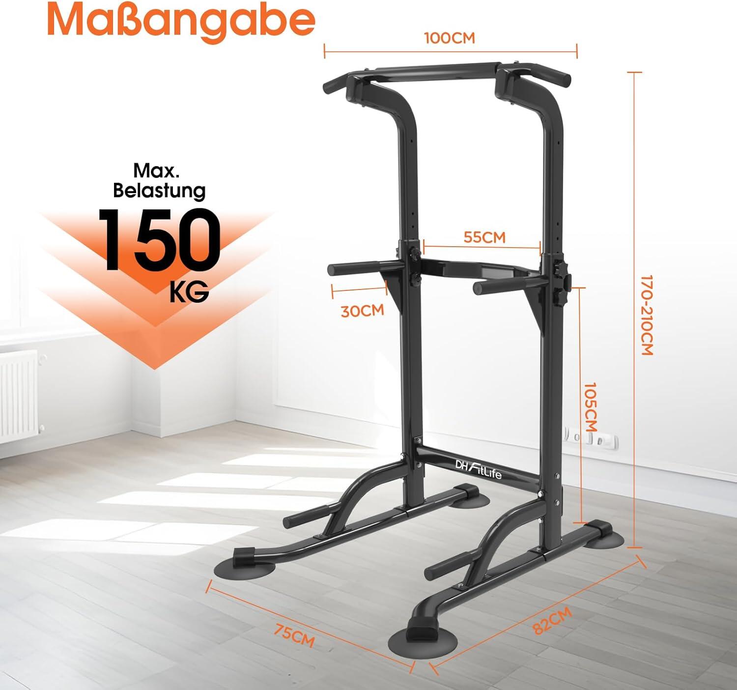 DH FitLife Power Tower Dip-Station | Freistehende Klimmzugstange 7/7