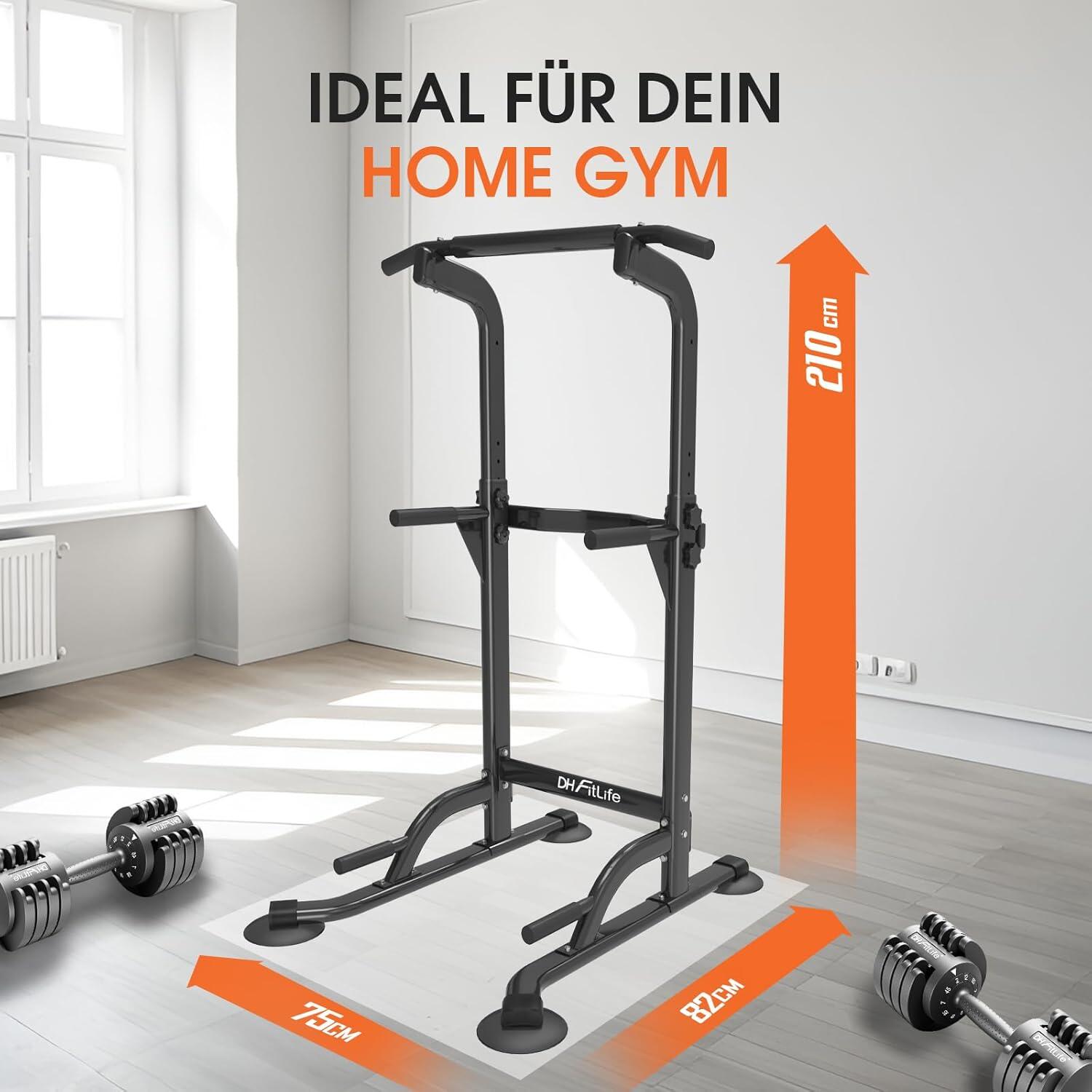 DH FitLife Power Tower Dip-Station | Freistehende Klimmzugstange 5/7