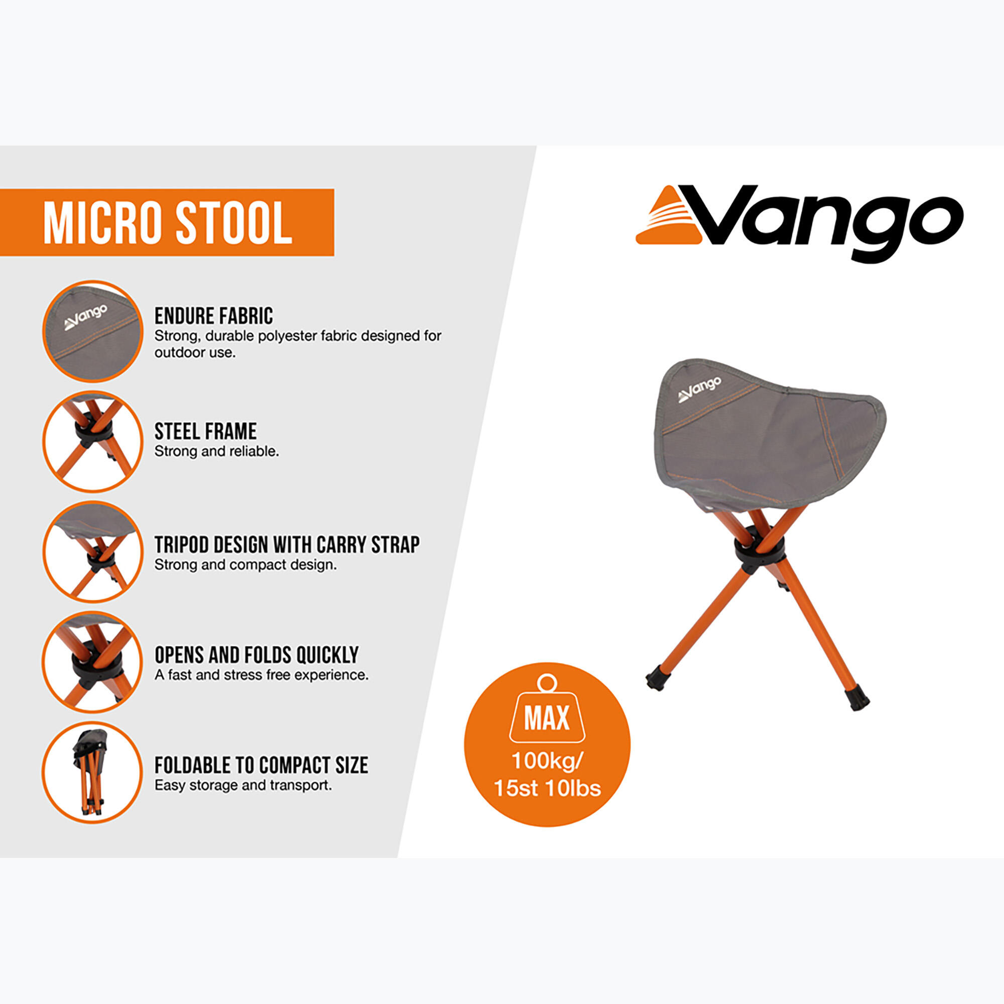 Krzesło turystyczne z oparciem Vango Micro Steel Tall 6/7