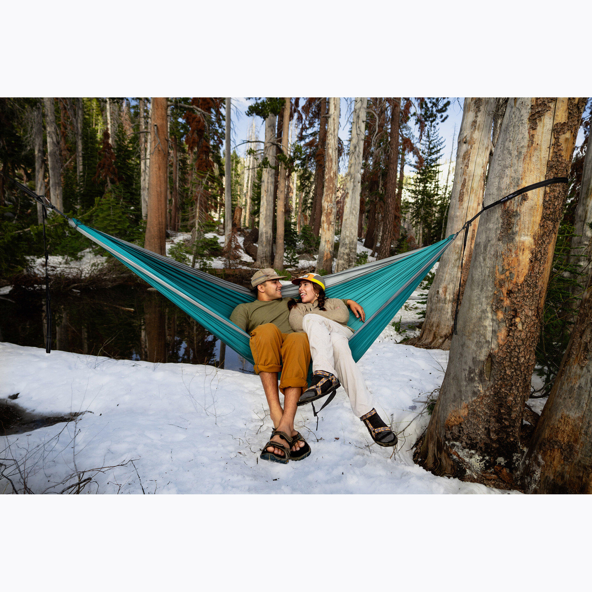 Hamak turystyczny ENO DoubleNest Hammock - seafoam/grey 6/7